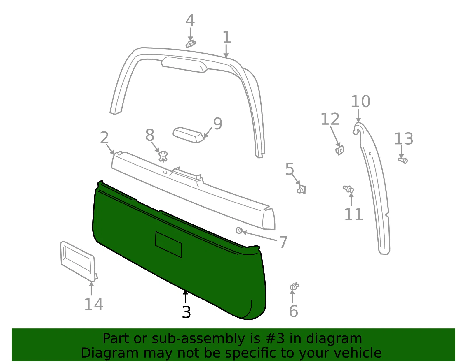Lift Gate Trim - Volvo (9195504) - view 2