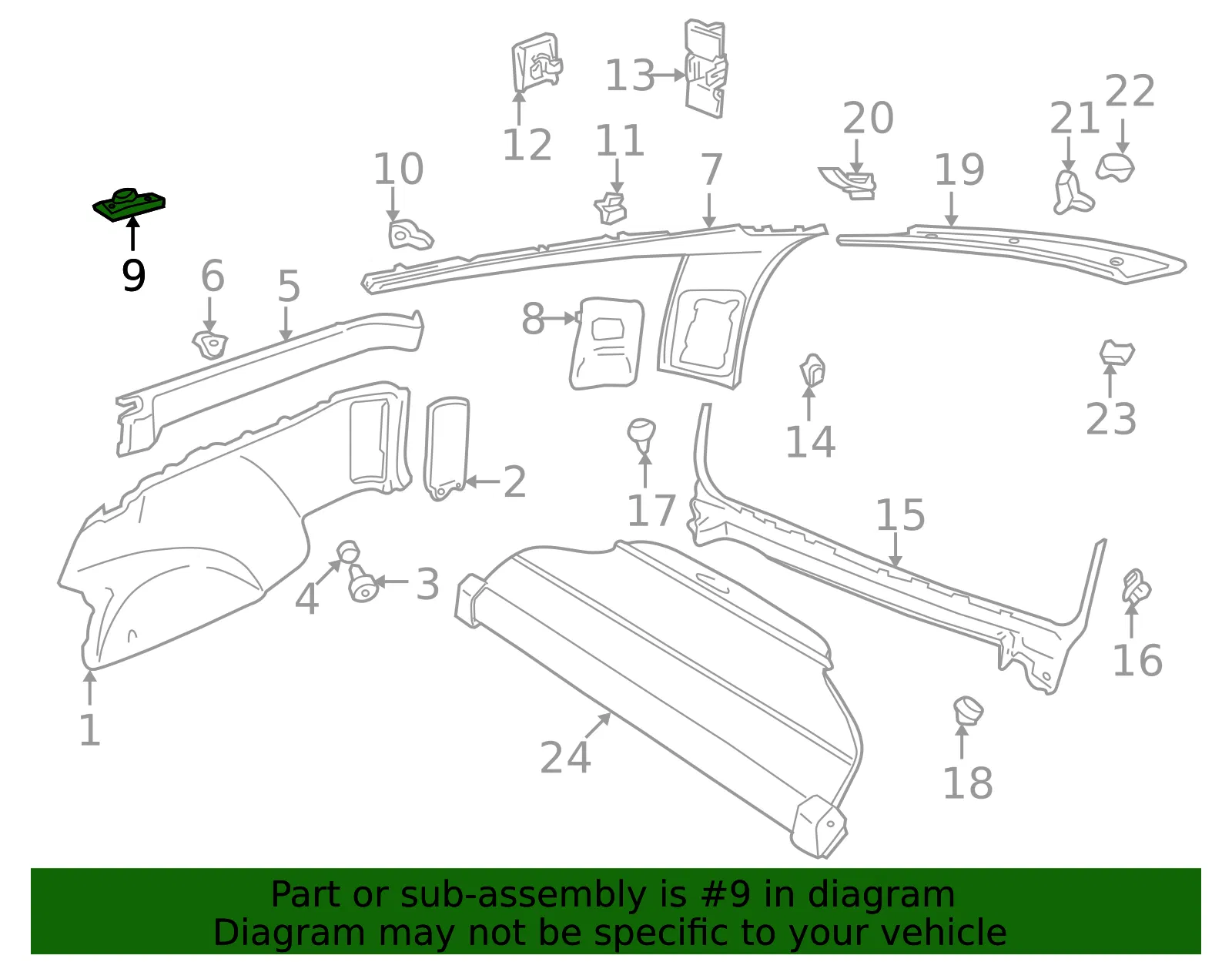 Upper Trim Panel Cap - Volvo (9198289) - view 2