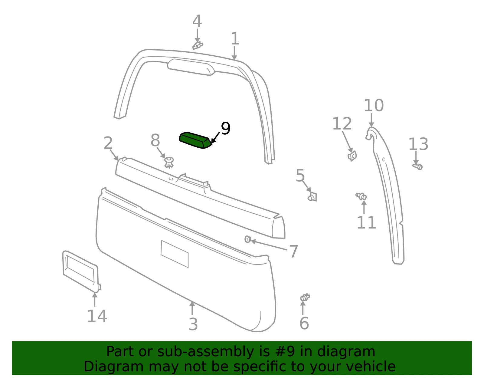 Lift-Gate Trim Cap - Volvo (9198366) - view 2