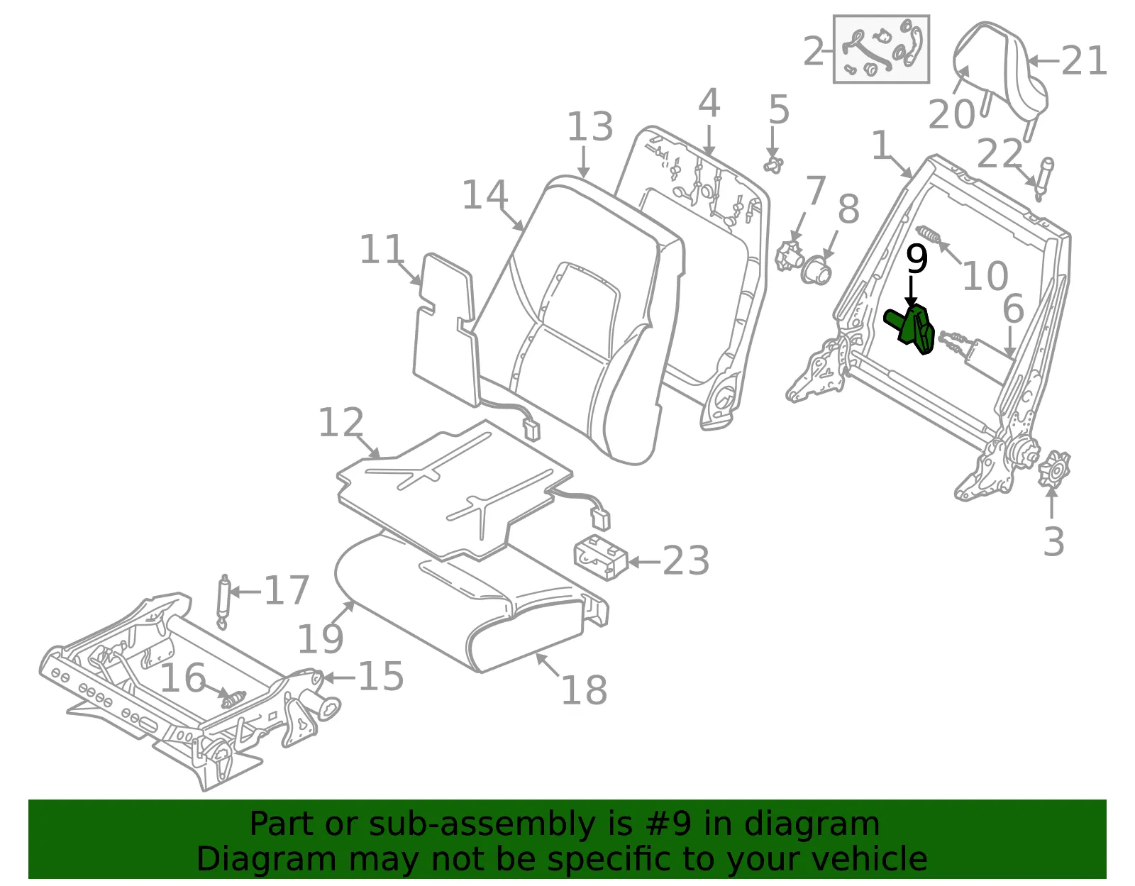 Seat Back Frame Bracket - Volvo (9206884) - view 3
