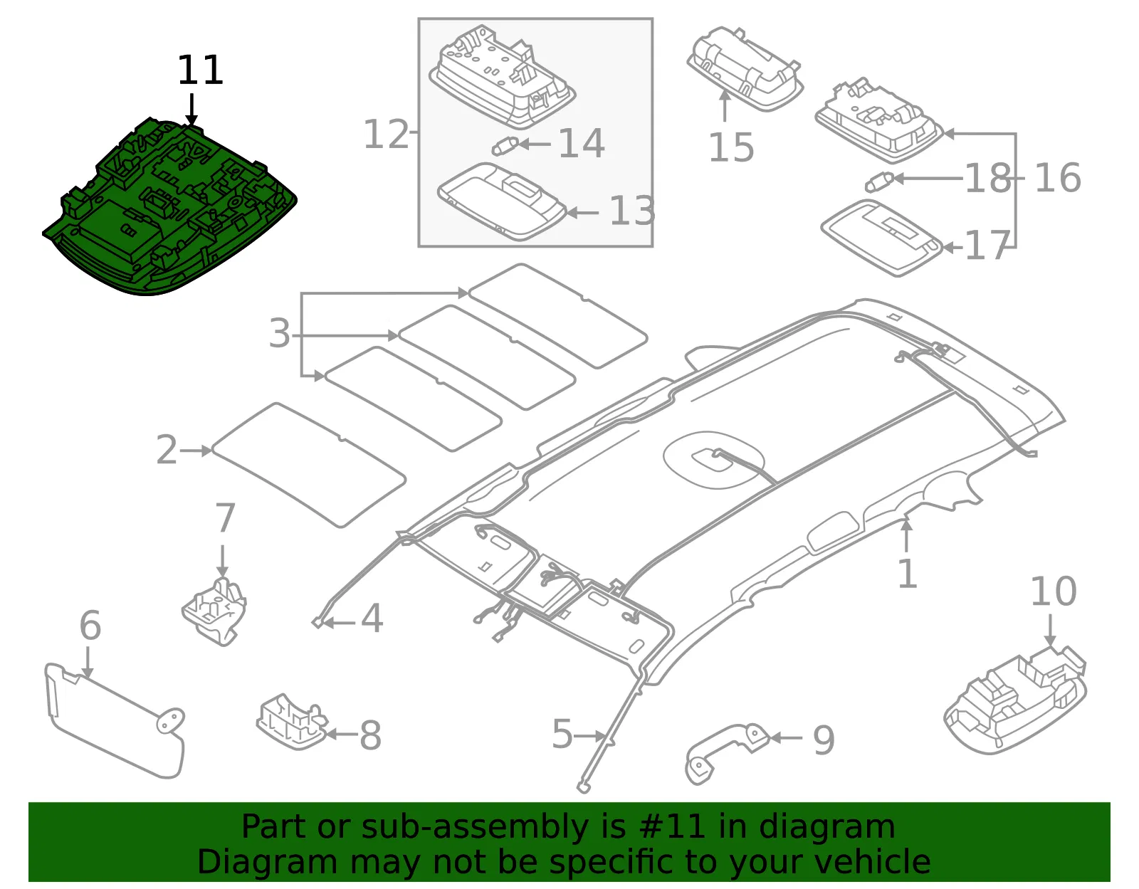 Overhead Console - Kia (92800-R5720GYT) - view 2