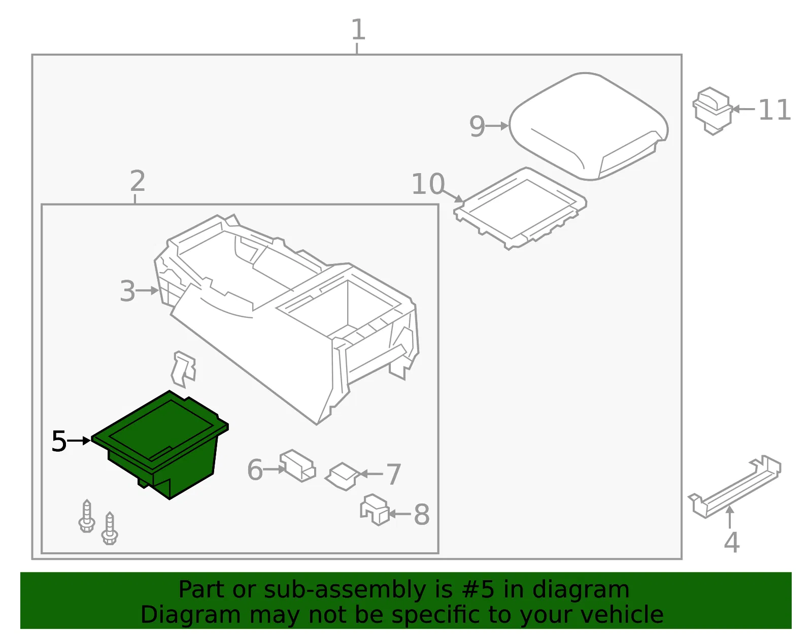Console Compartment - Nissan (93734-6GX1A) - view 3