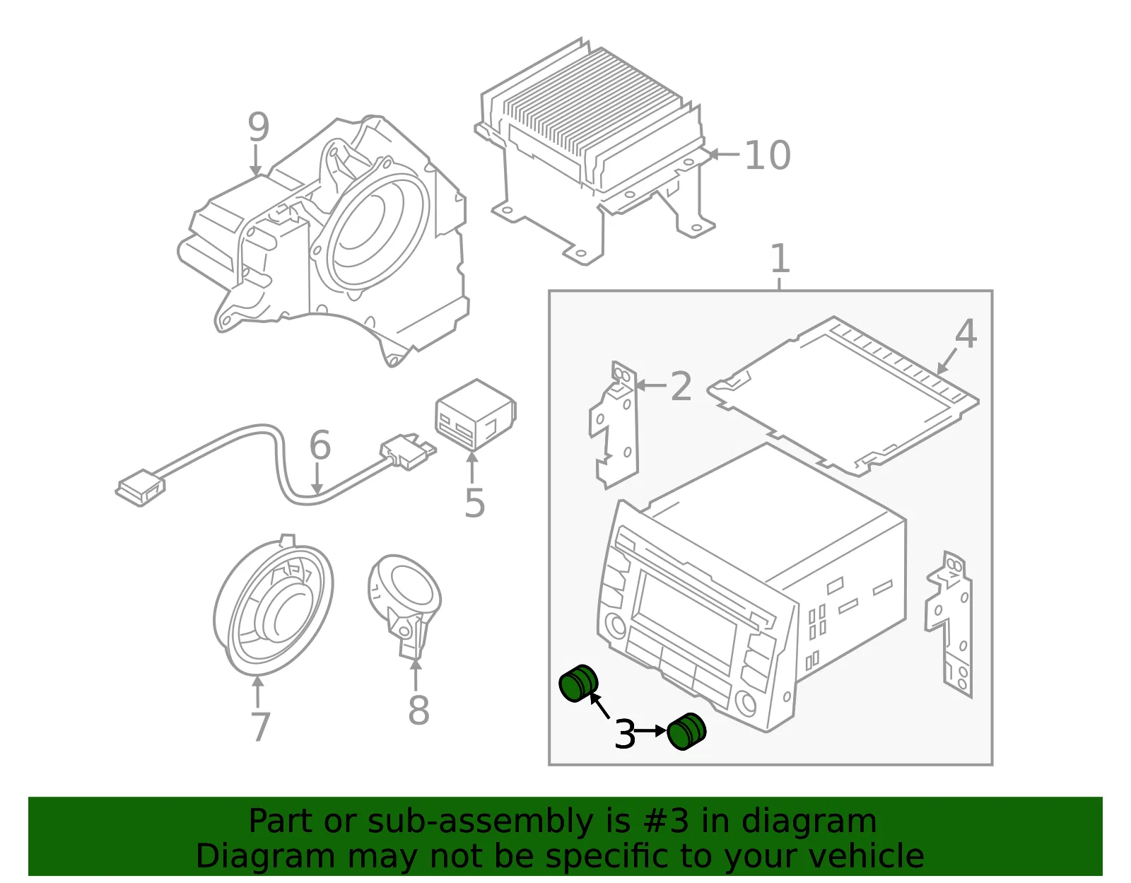 Knob - Kia (96153-3W000) - view 2