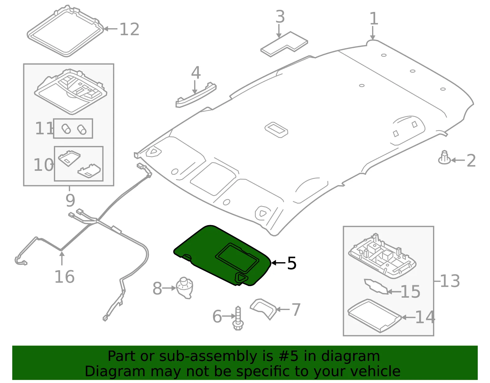 Sun-Visor - Passenger Side (RH) - Nissan (96400-4AF7E) - view 3