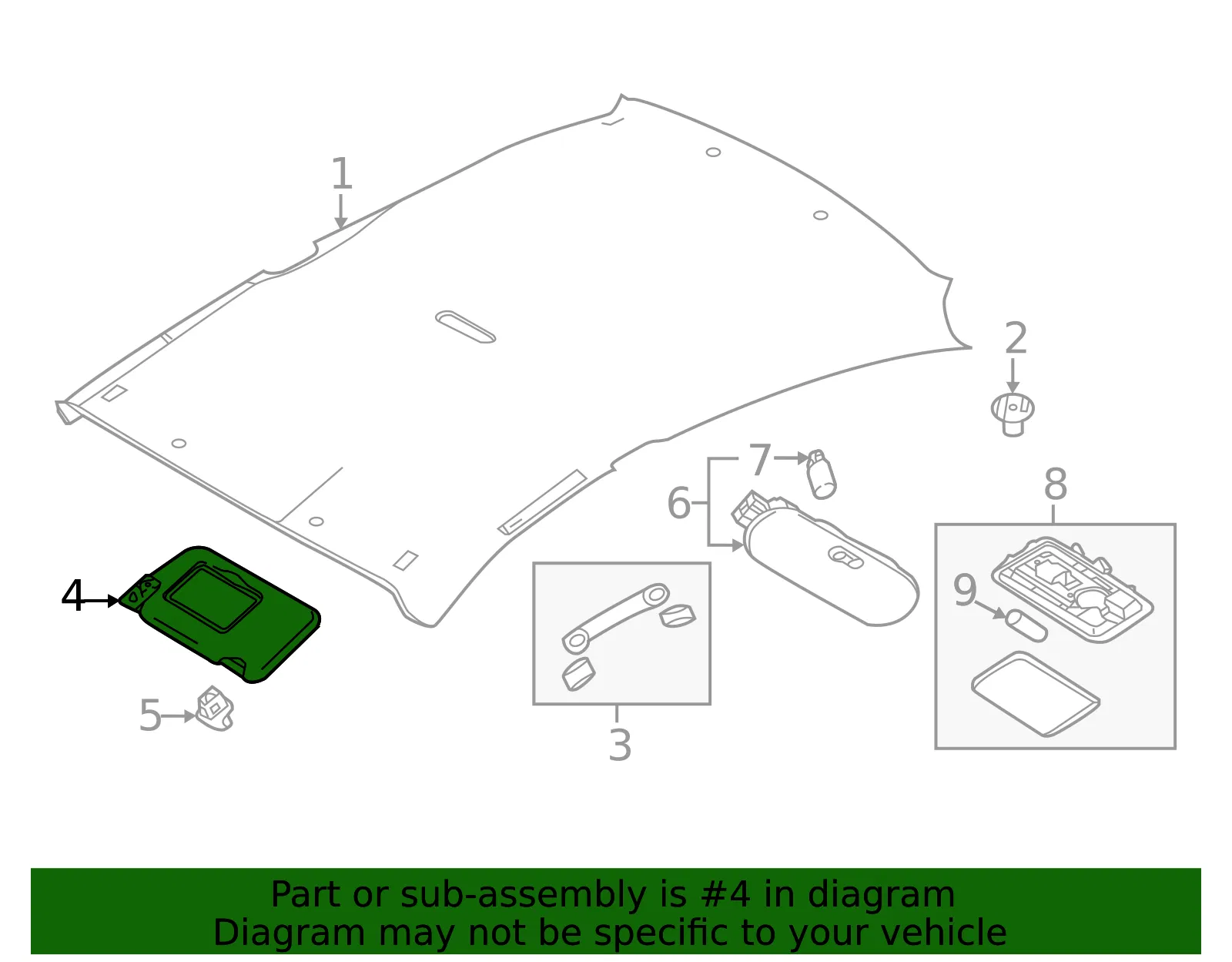 Sun Visor Assembly, Right - Nissan (96400-5EE0A) - view 2