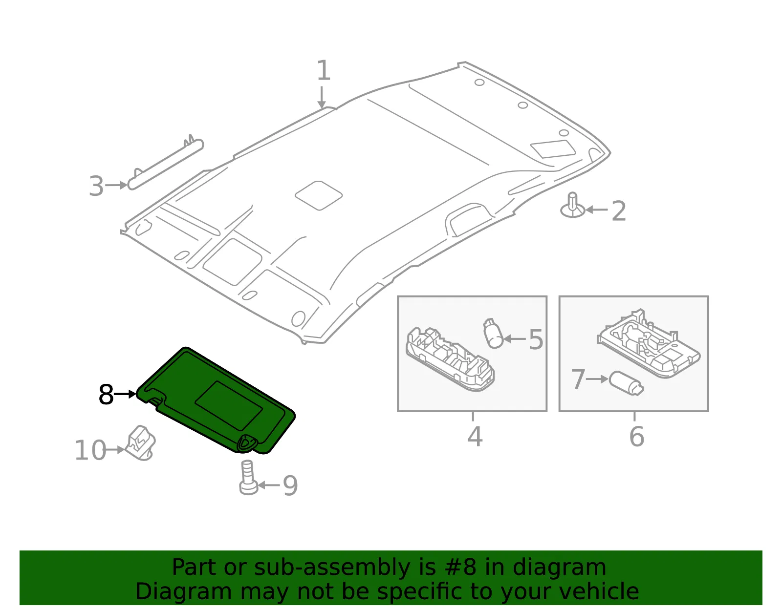 Sun-Visor - Passenger Side (RH) - Nissan (96400-5RL1A) - view 3