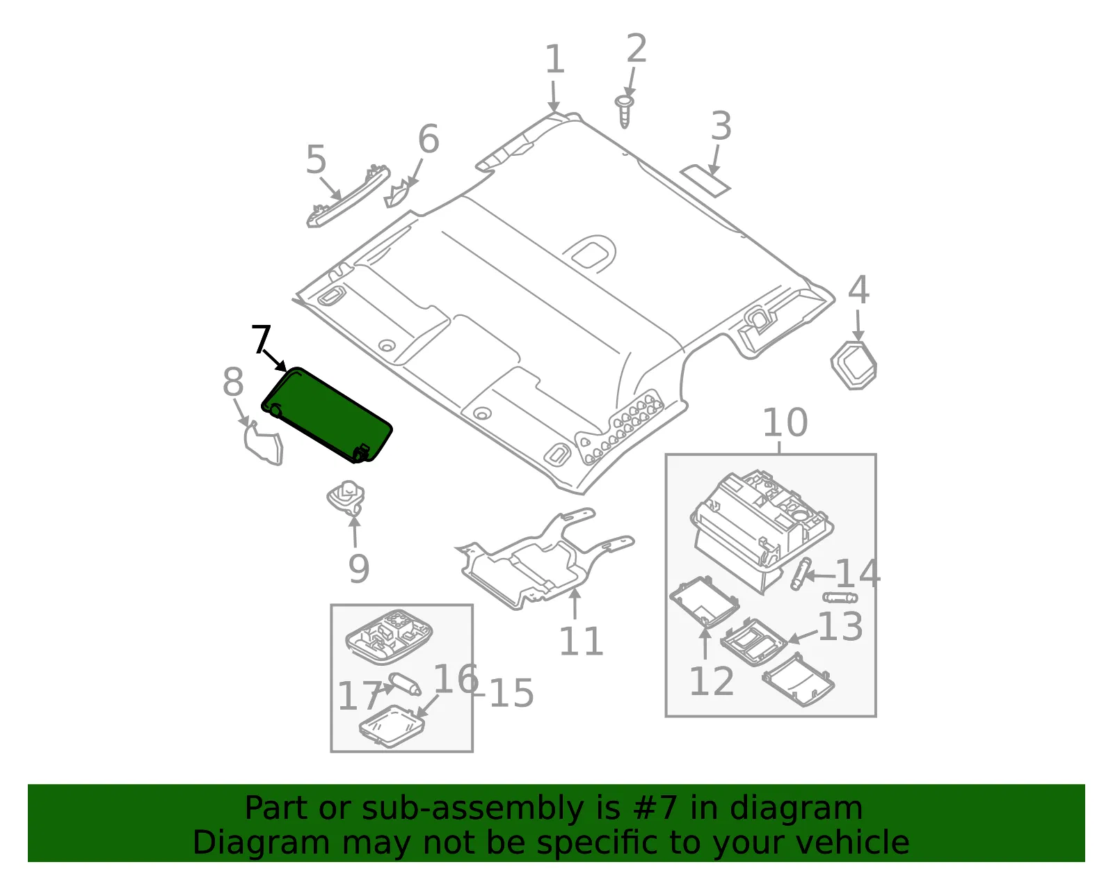 Sun Visor - Passenger Side (RH) - Nissan (96400-9BF1C) - view 3