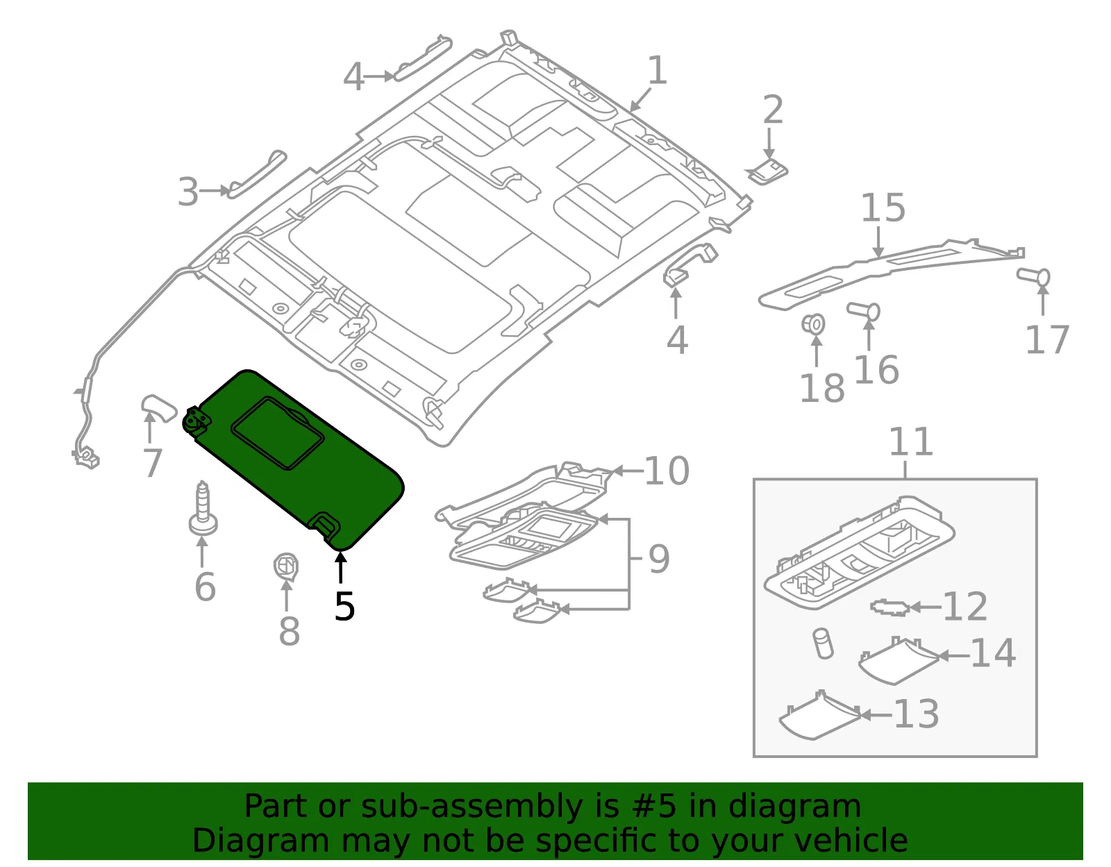 Sun-Visor - Passenger Side (RH) - Nissan (96400-9FT0B) - view 2