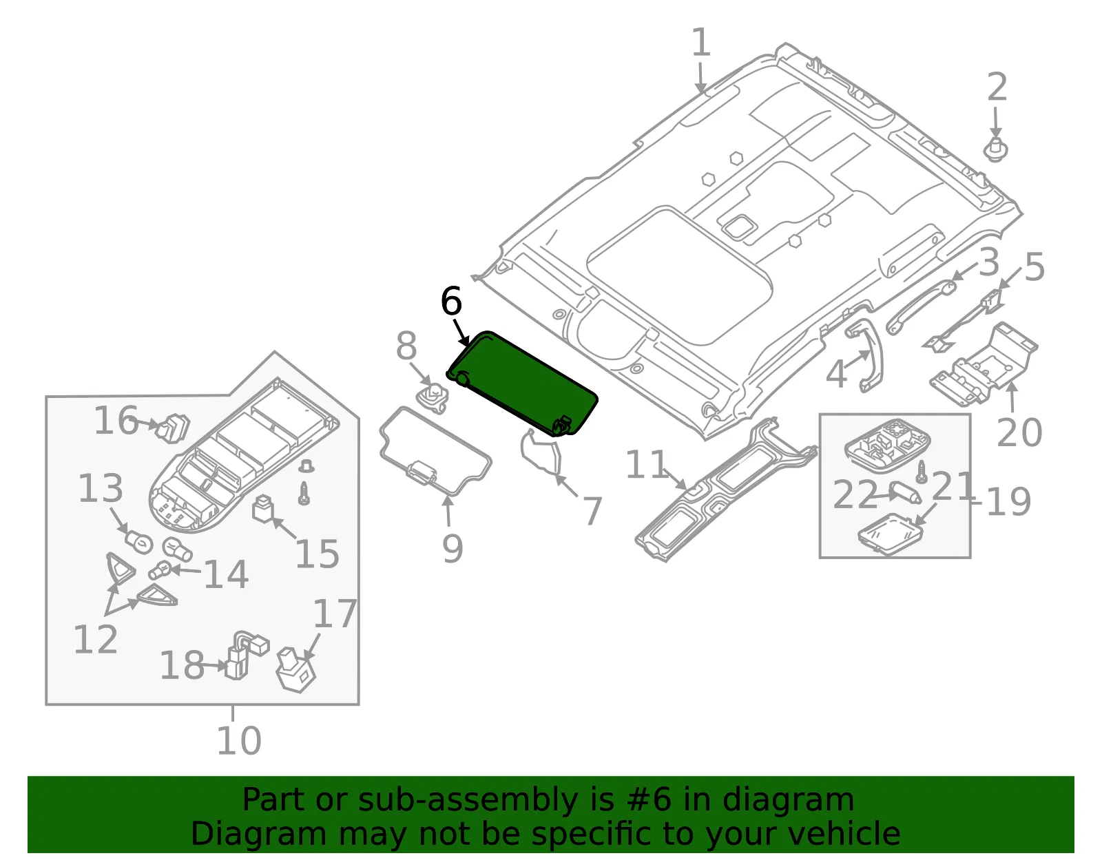 Sun-Visor - Passenger Side (RH) - Nissan (96400-9GE0A) - view 2
