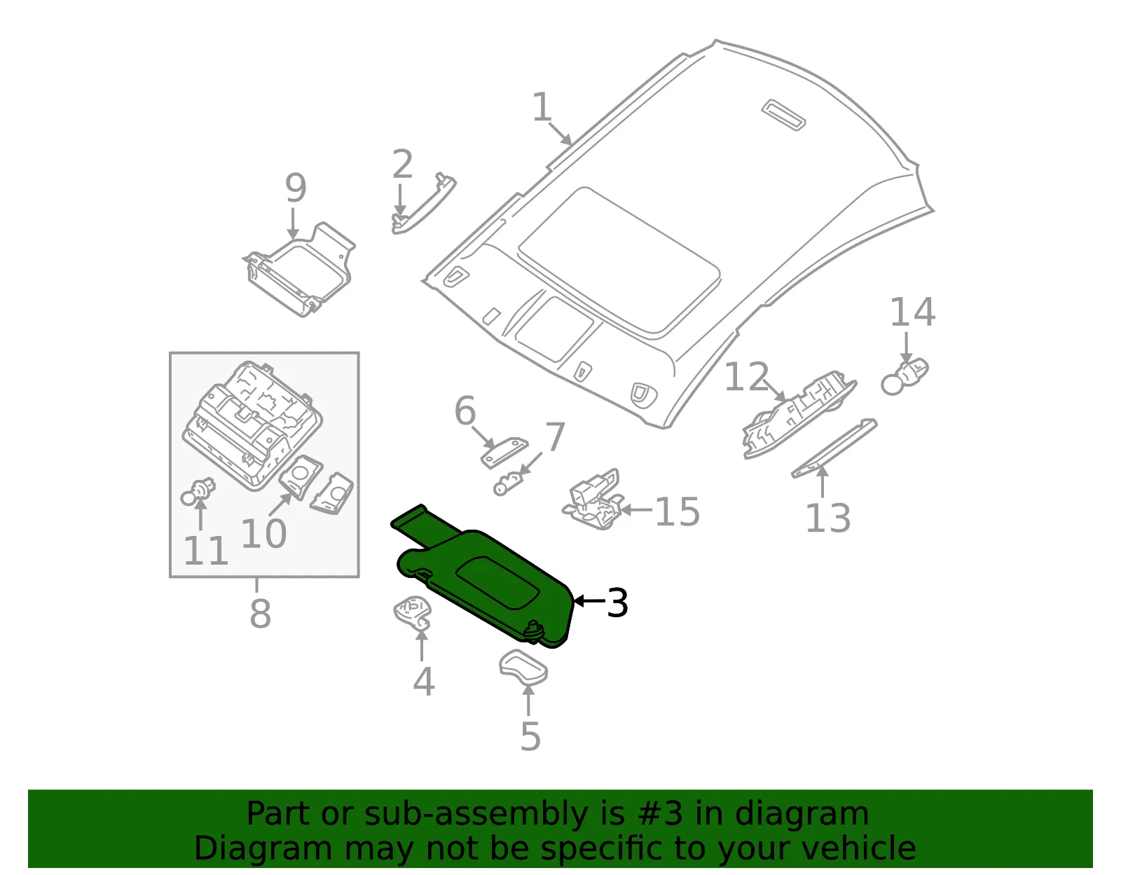 Sun-Visor - Passenger Side (RH) - Nissan (96400-9N00A) - view 3