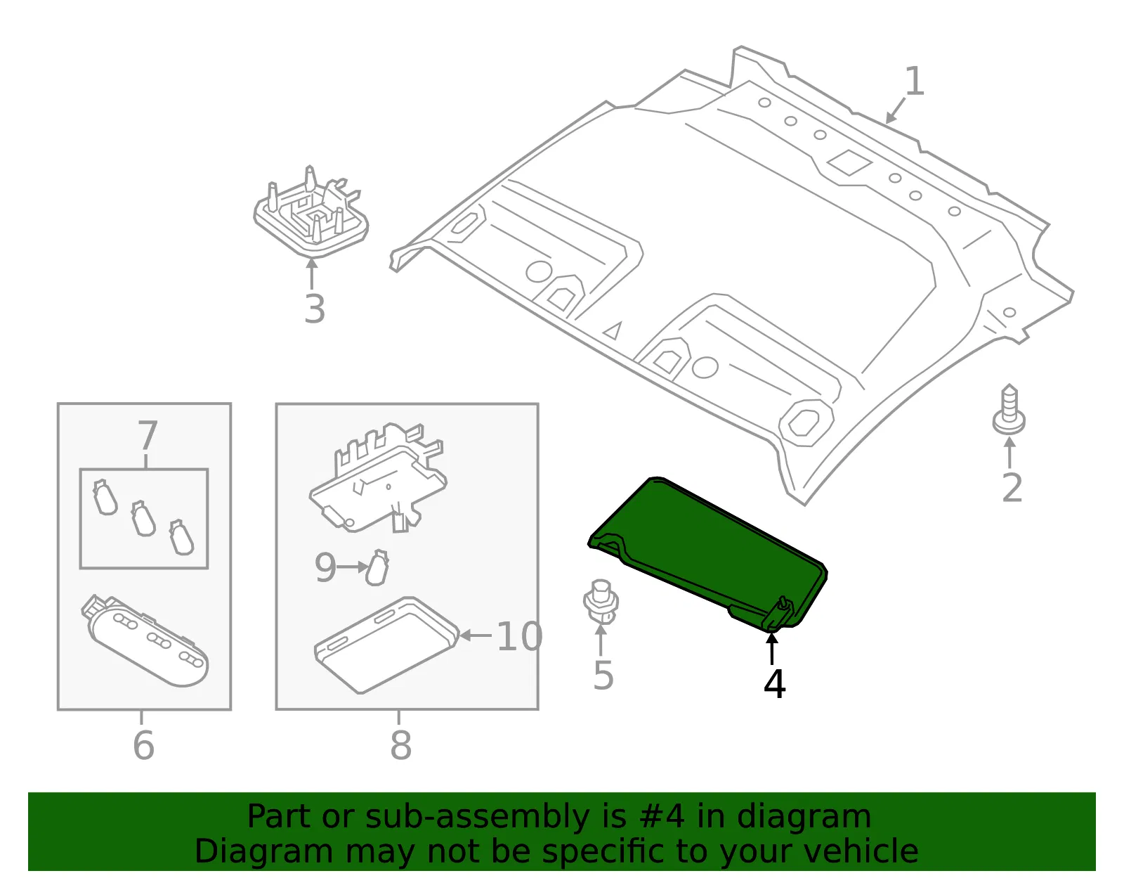 Sun-Visor - Passenger Side (RH) - Nissan (96400-9SA0C) - view 2