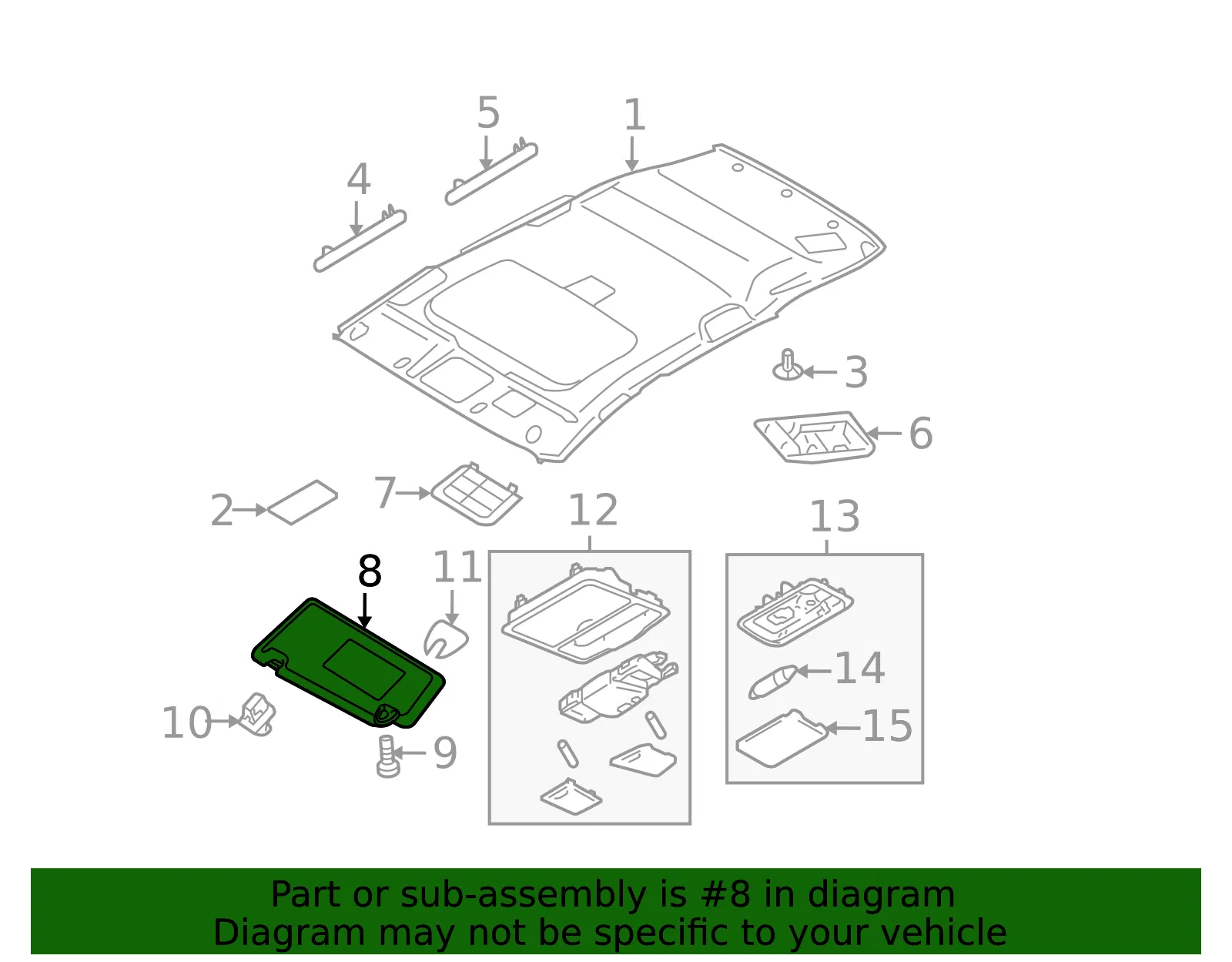 Sun-Visor - Passenger Side (RH) - Nissan (96400-JM02A) - view 2