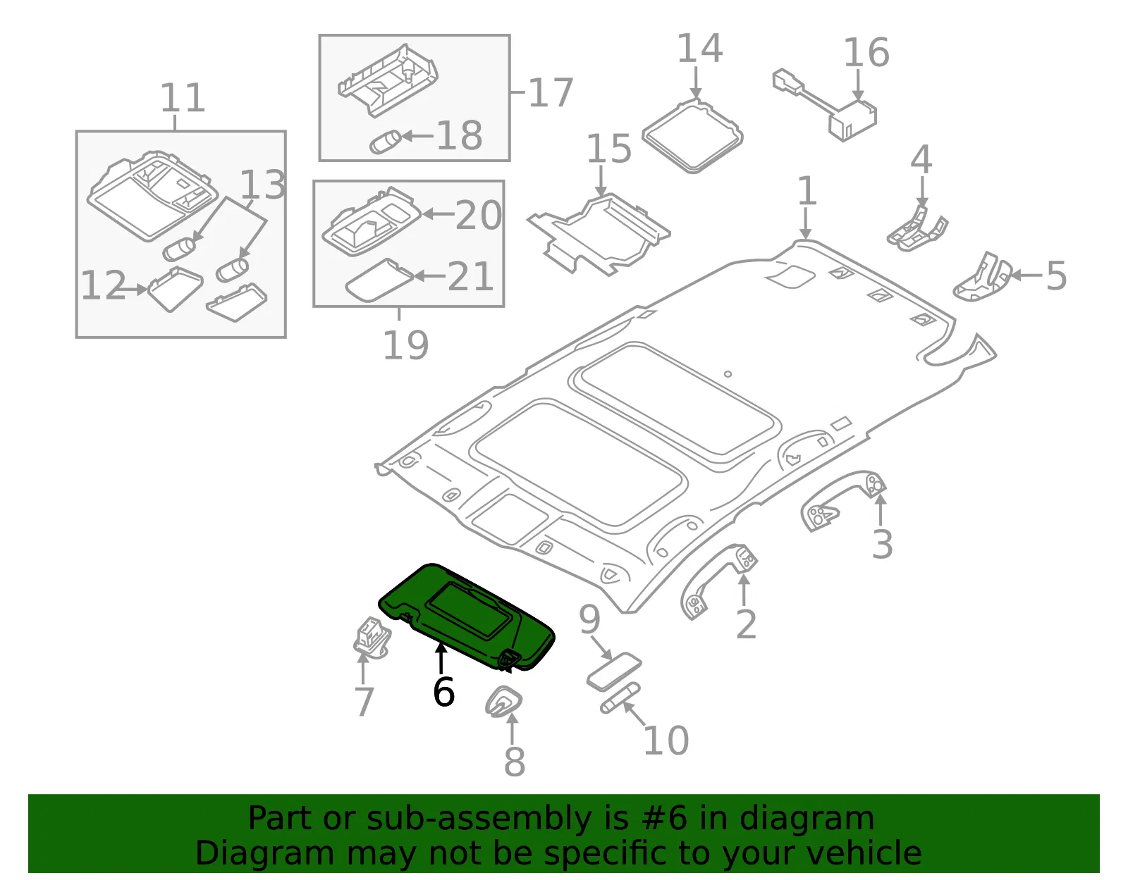 Sun Visor - Driver's Side (LH) - Nissan (96401-1AA1B) - view 3