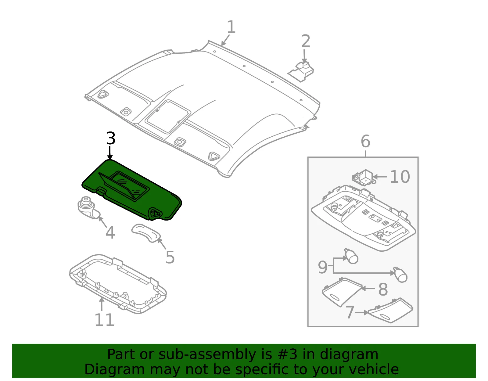 Sun-Visor - Driver's Side (LH) - Nissan (96401-1EJ0A) - view 2