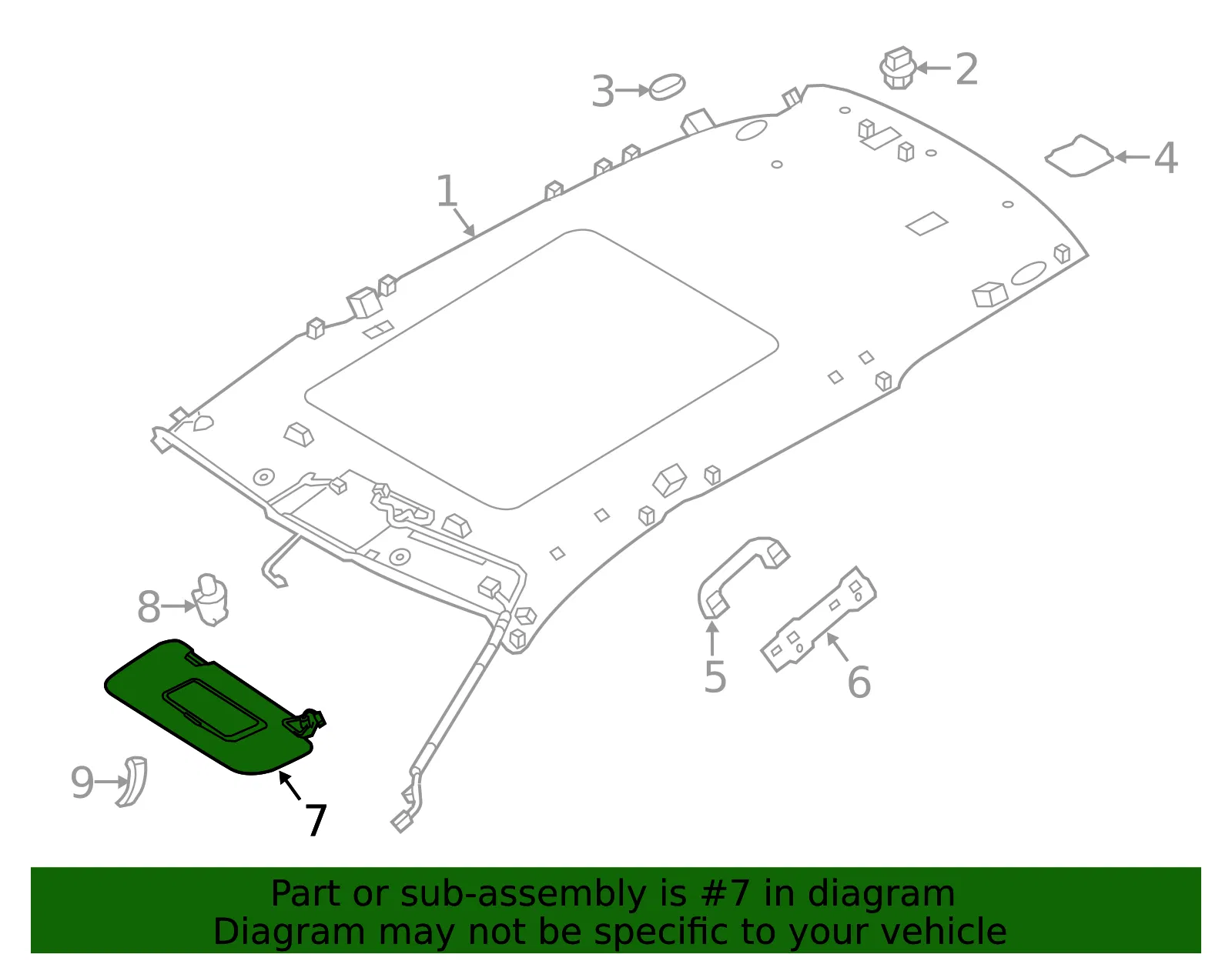 Sun-Visor - Driver's Side (LH) - Nissan (96401-4BA1D) - view 2