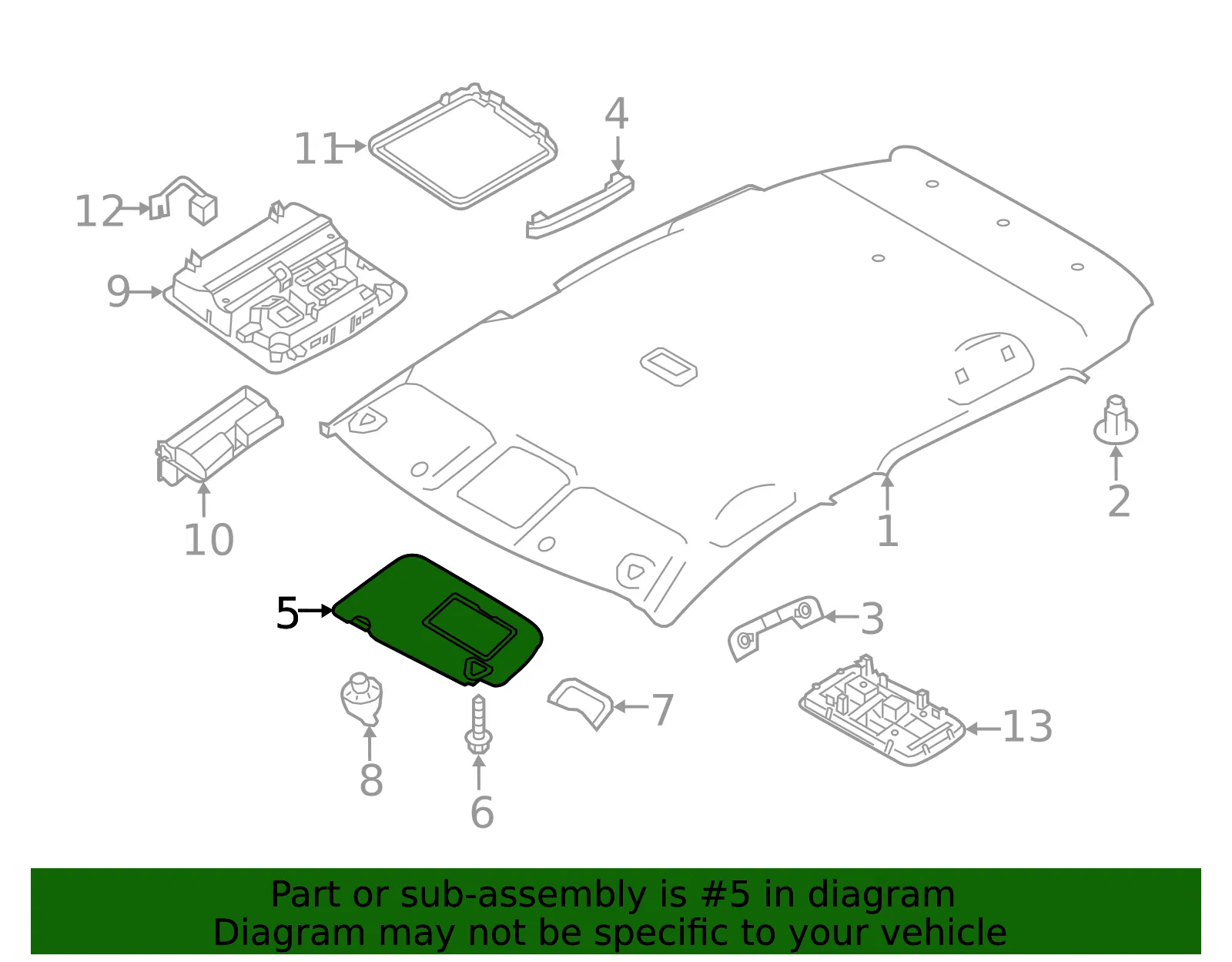 Sun-Visor - Driver's Side (LH) - Nissan (96401-5SA0E) - view 2