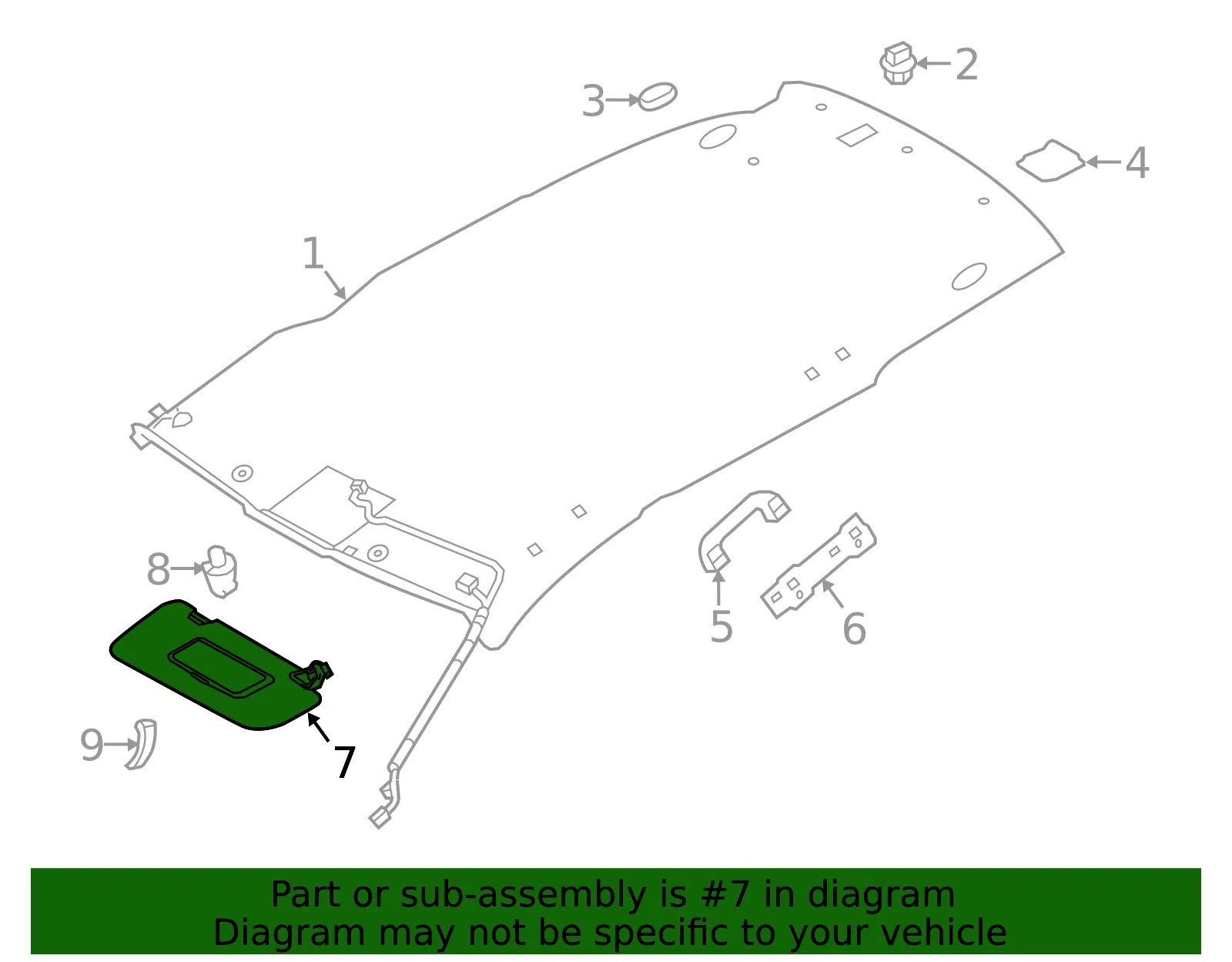 Sun-Visor - Driver's Side (LH) - Nissan (96401-6FL0A) - view 2