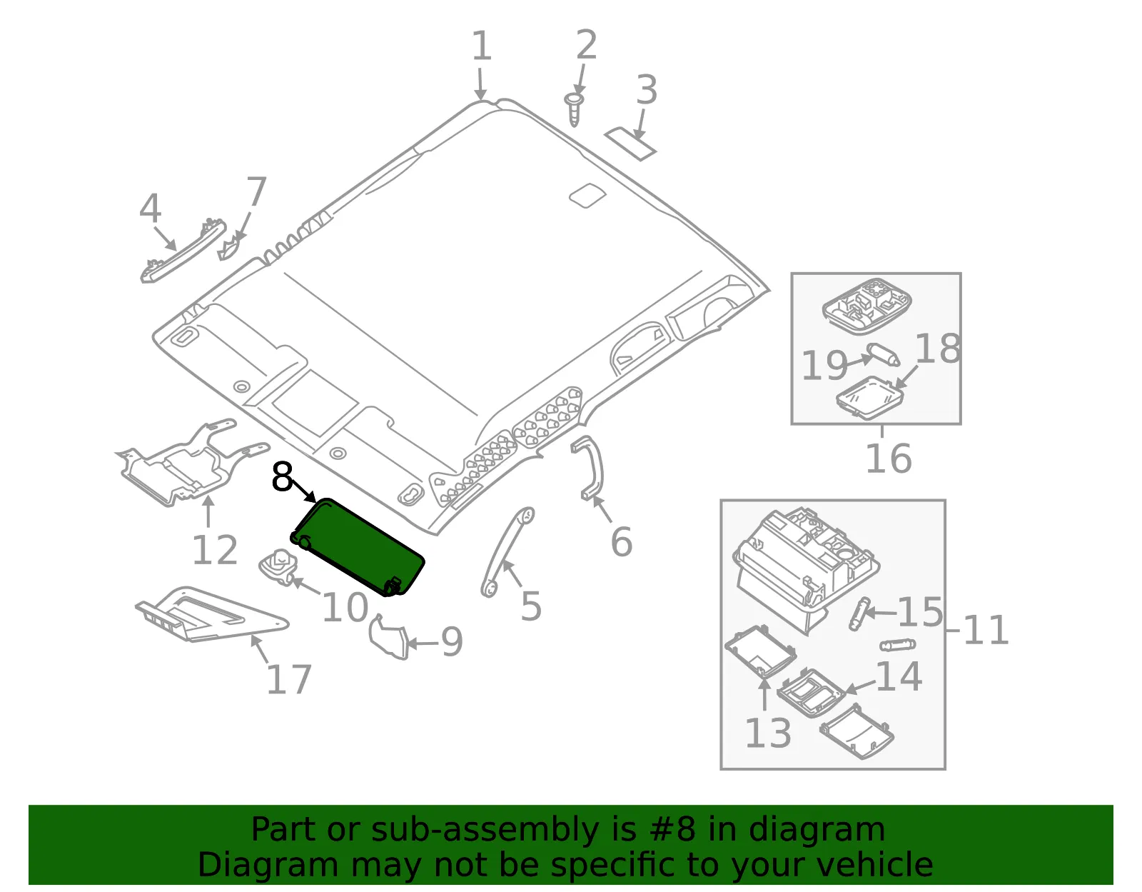 Sun Visor - Driver's Side (LH) - Nissan (96401-9BF5C) - view 2