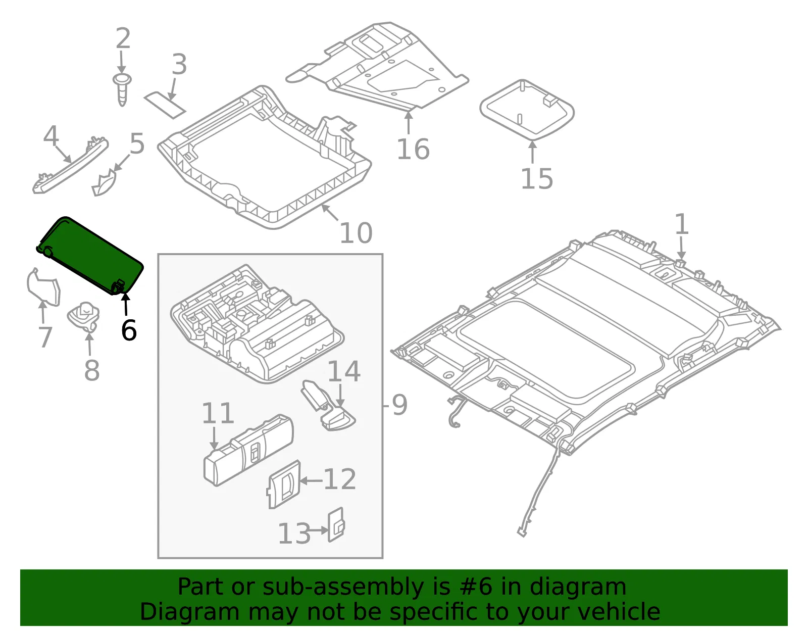 Sun Visor - Nissan (96401-9BU2B) - view 2