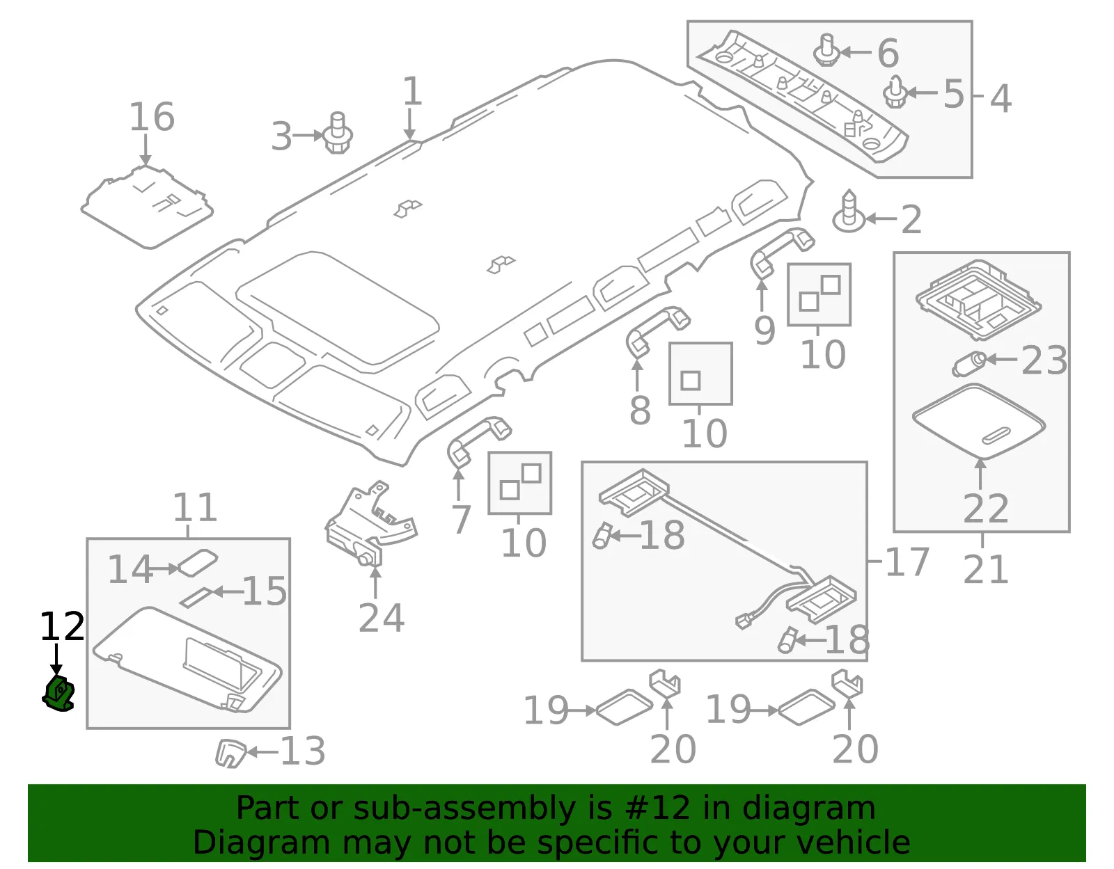 Sun Visor Holder - Nissan (96409-1LA0A) - view 2