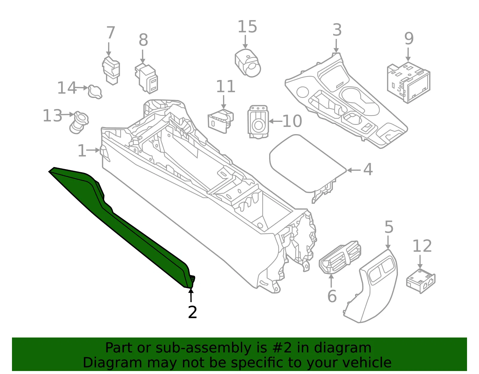 Console Trim Panel - Nissan (96907-9DL0A) - view 2