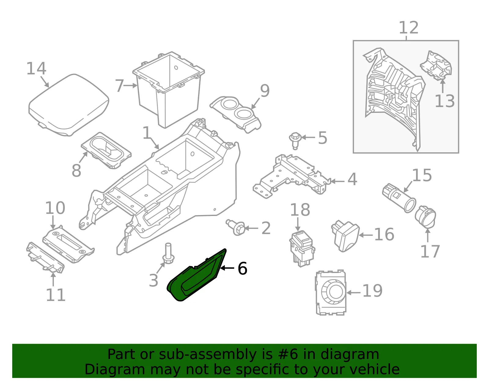 Console Trim Panel - Nissan (96907-9FV4A) - view 2