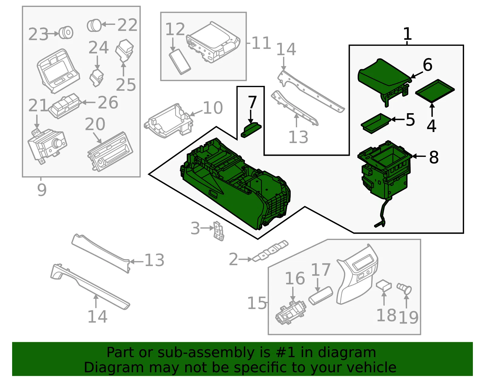 Console Assembly - Nissan (96910-7KA0C) - view 2