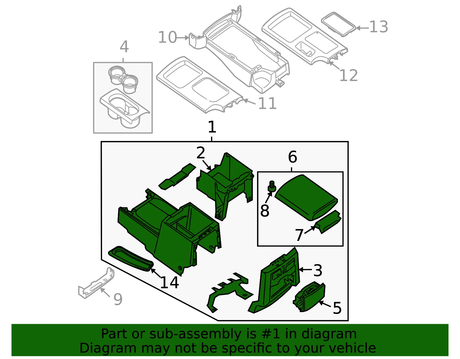 Center Console - Nissan (96910-9BF2C) - view 2