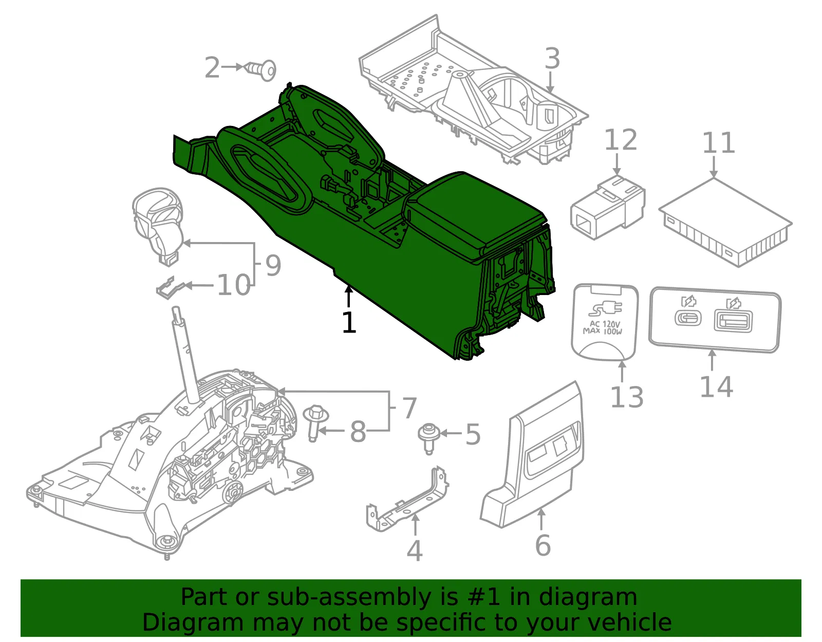 Front Console - Nissan (96910-9BW2A) - view 2