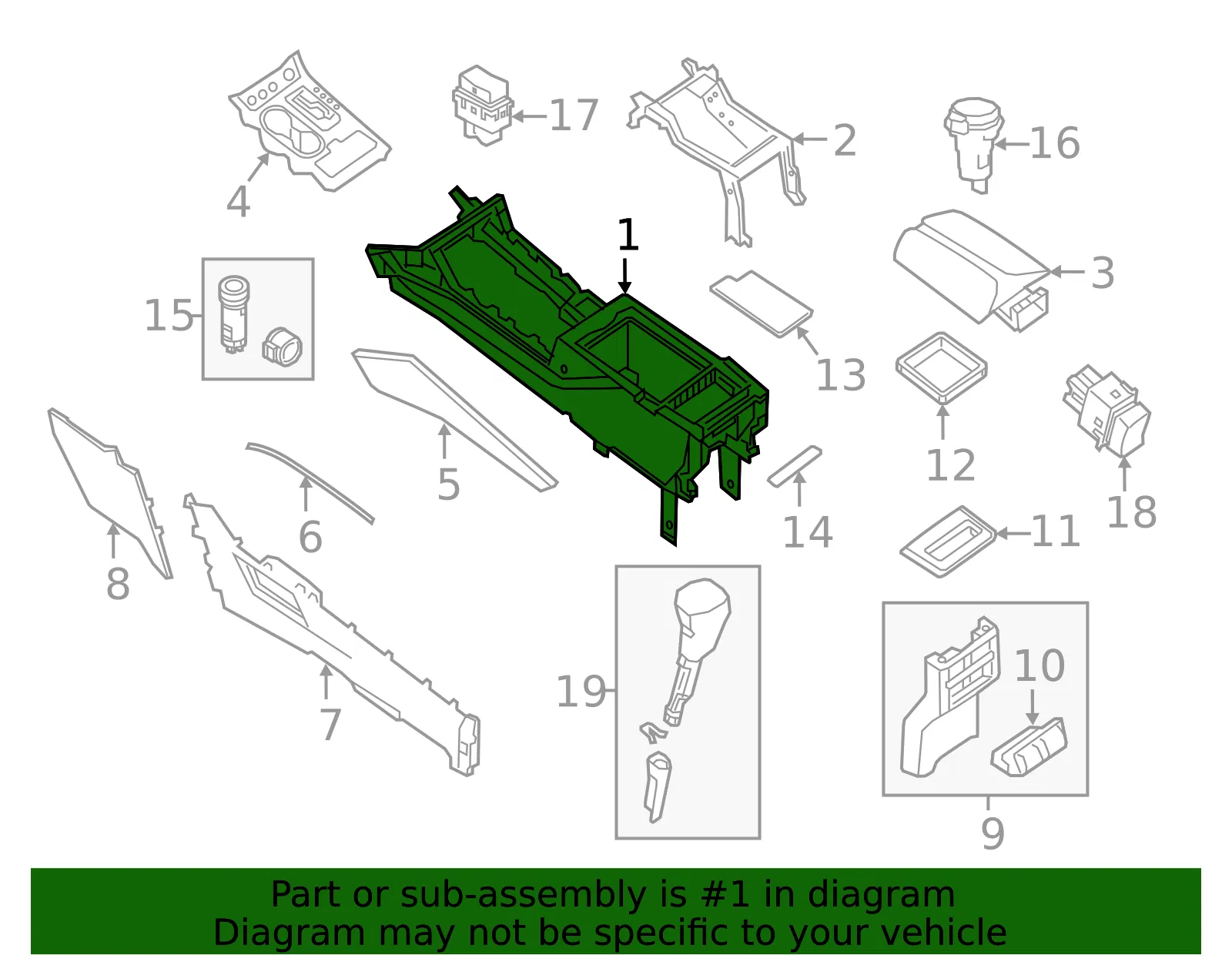 Console Base - Nissan (96911-9UH0A) - view 2