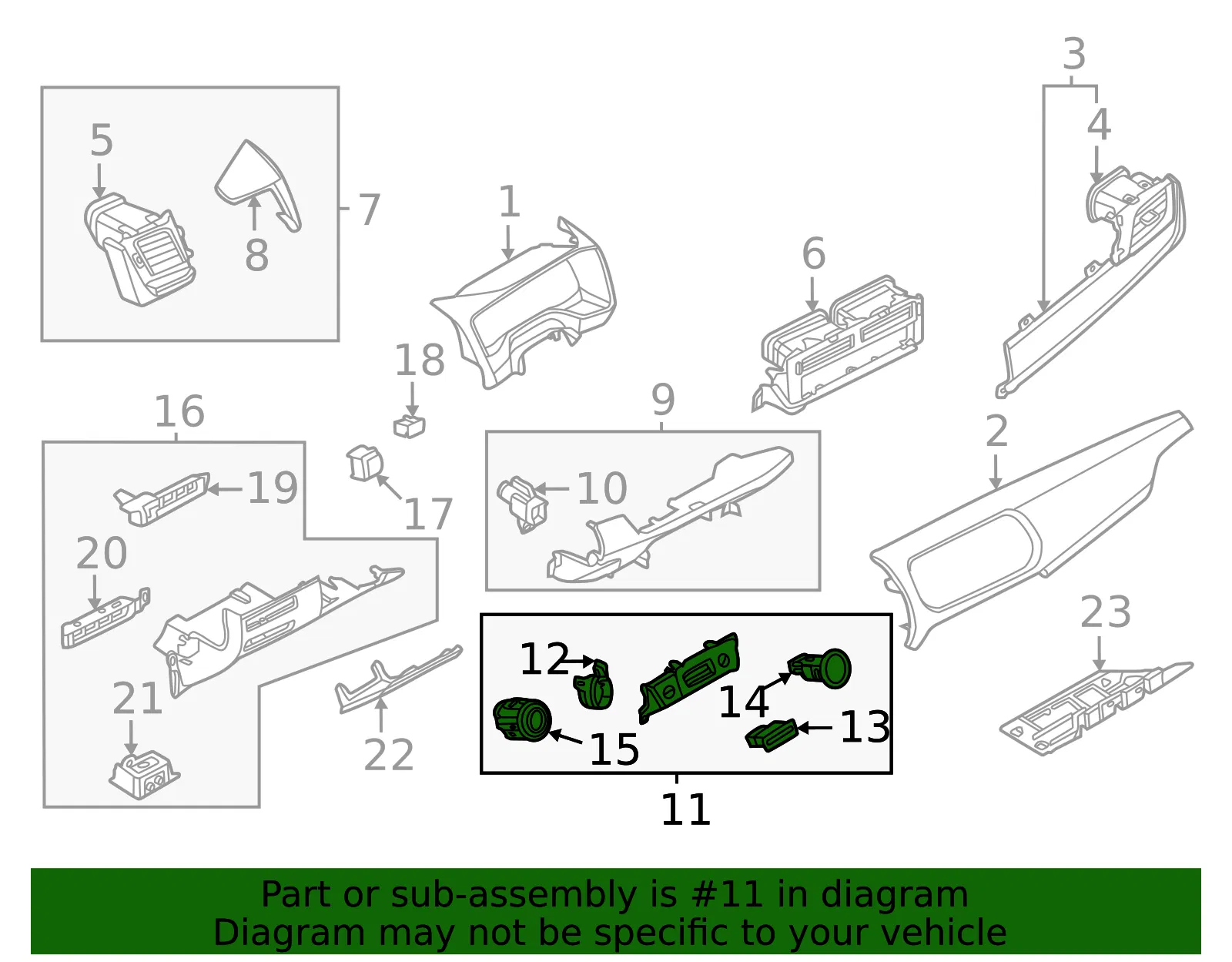 Console Trim Panel - Nissan (96912-4MT0A) - view 2