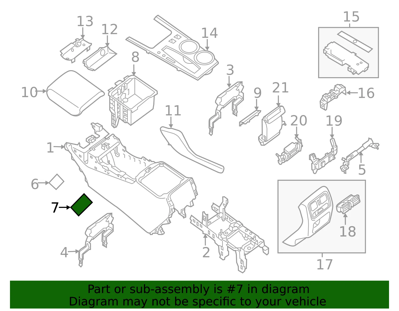 Console Base Mat - Nissan (96914-9PF0A) - view 2