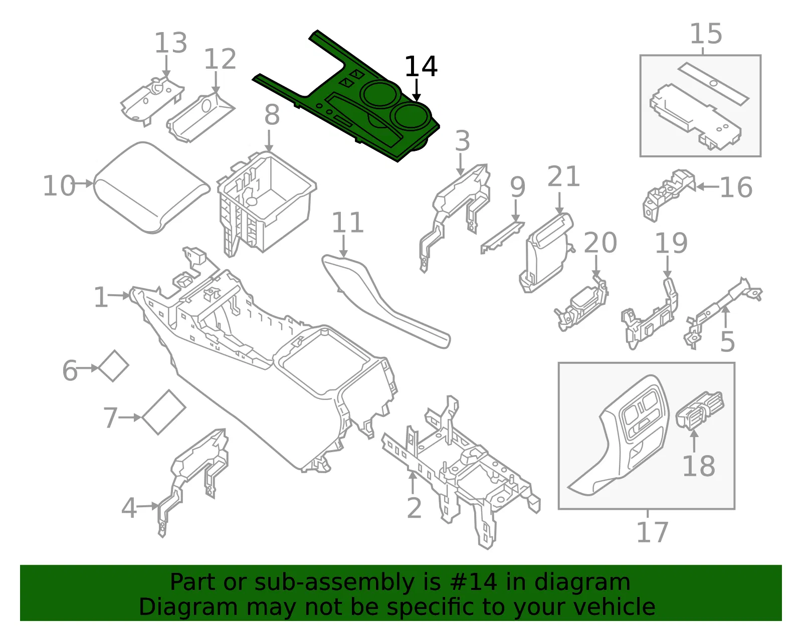 Console Trim Panel - Nissan (96915-9A40A) - view 2
