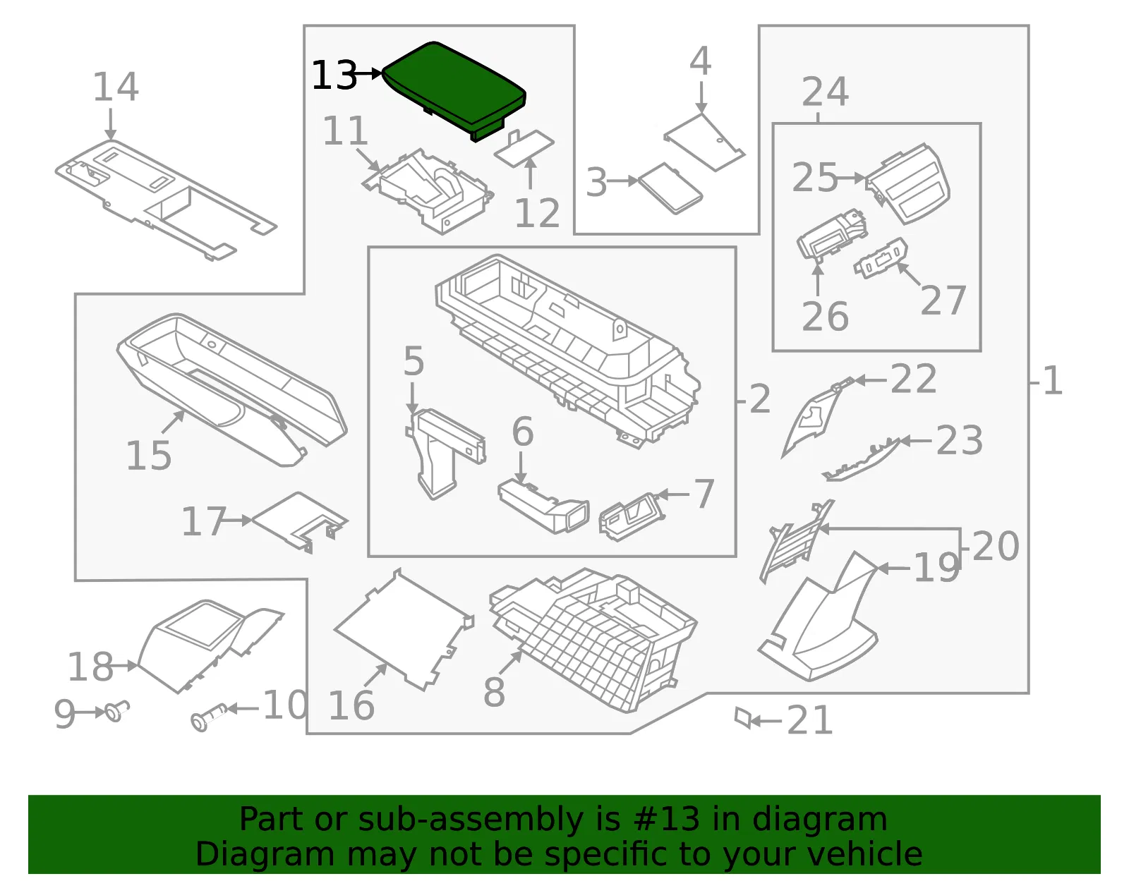 Armrest Assembly - Nissan (96920-5MR1B) - view 2