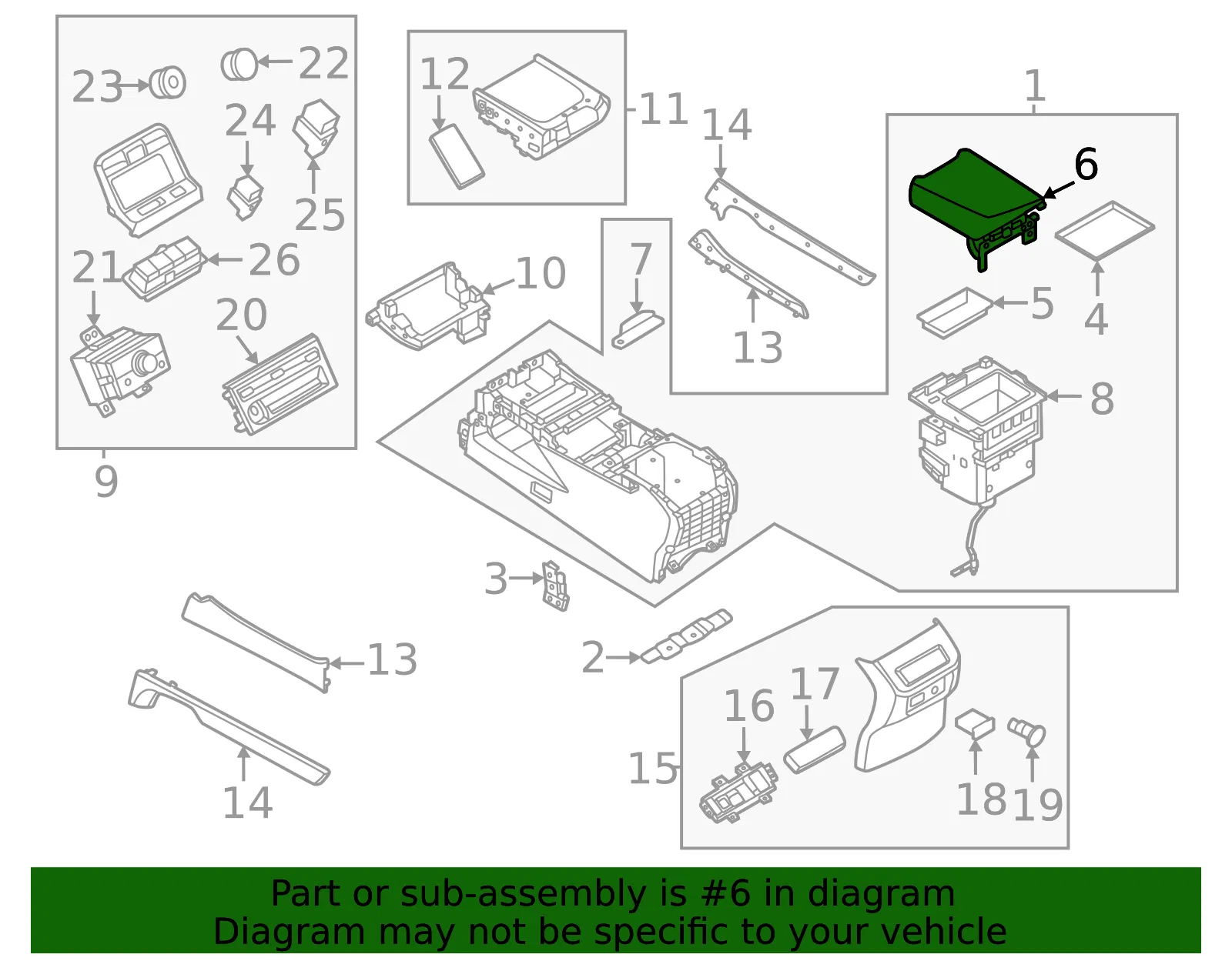 Console Armrest - Nissan (96920-7KA1A) - view 2