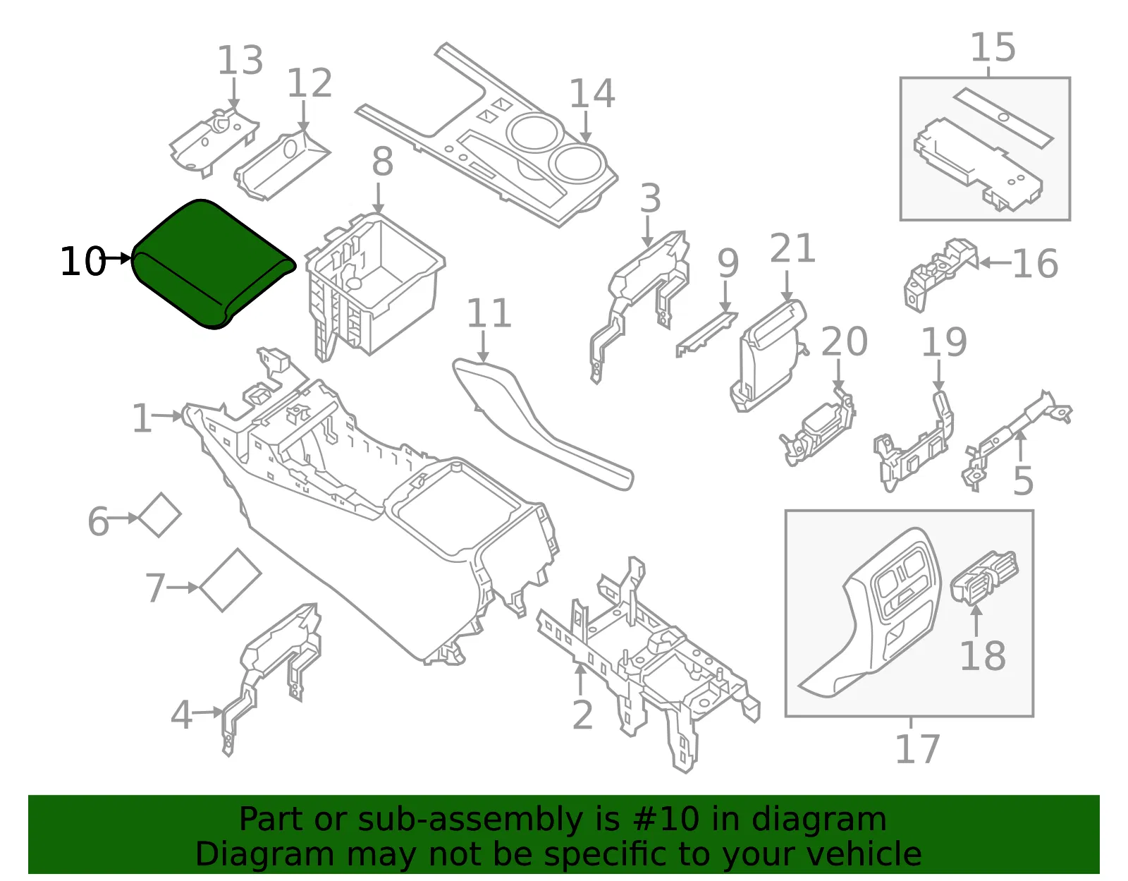 Console Armrest - Nissan (96920-9PM0B) - view 2