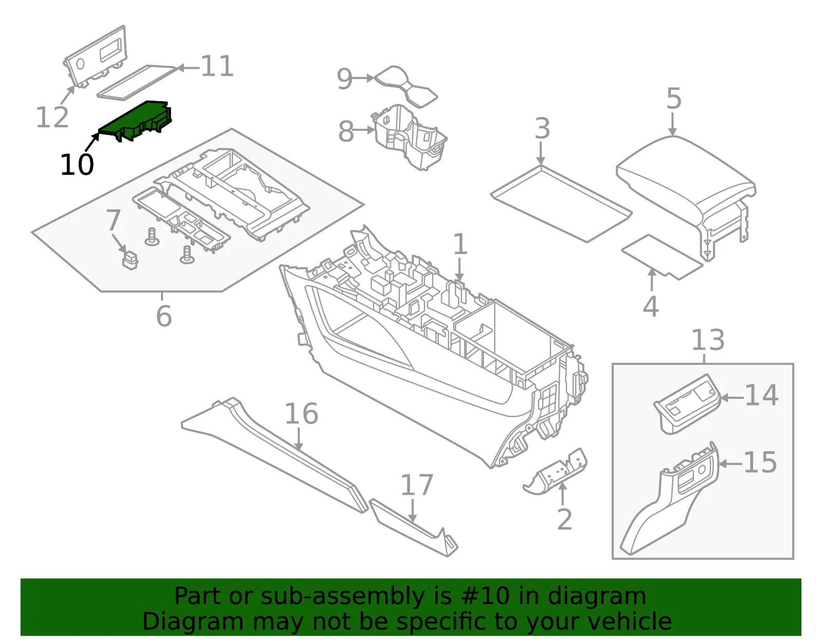 Console Tray - Nissan (96924-6TA7A) - view 2