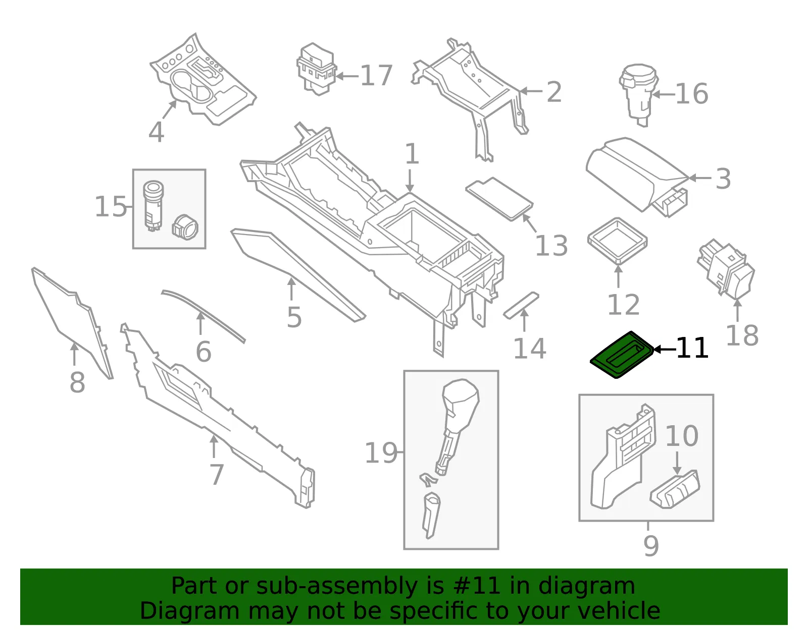Console Compartment - Nissan (96925-9UF1B) - view 2