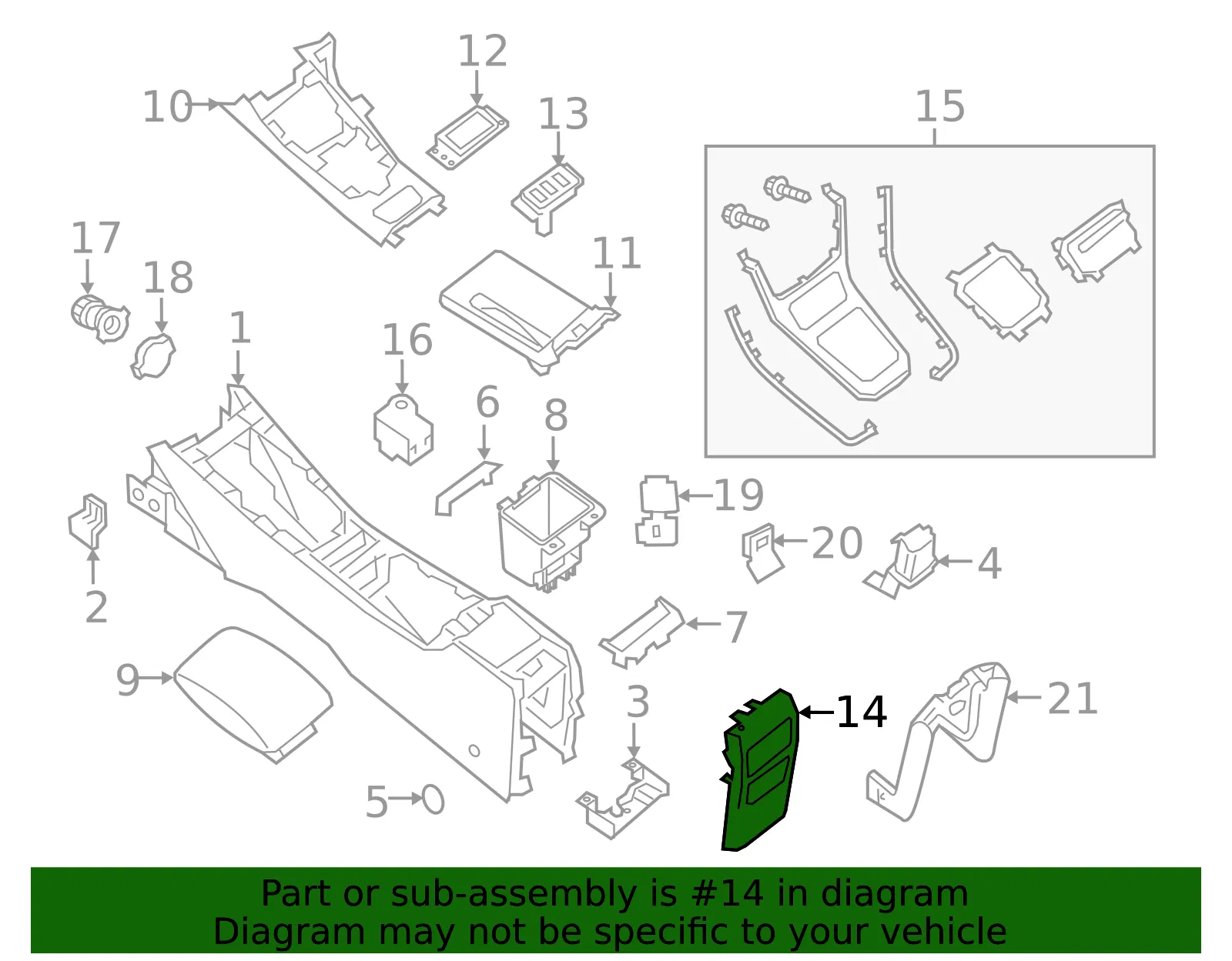 Console Trim Panel - Nissan (96930-3SG2A) - view 2
