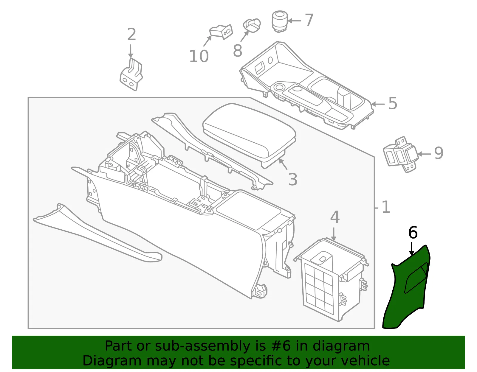 Console Panel - Nissan (96930-6LB1A) - view 2