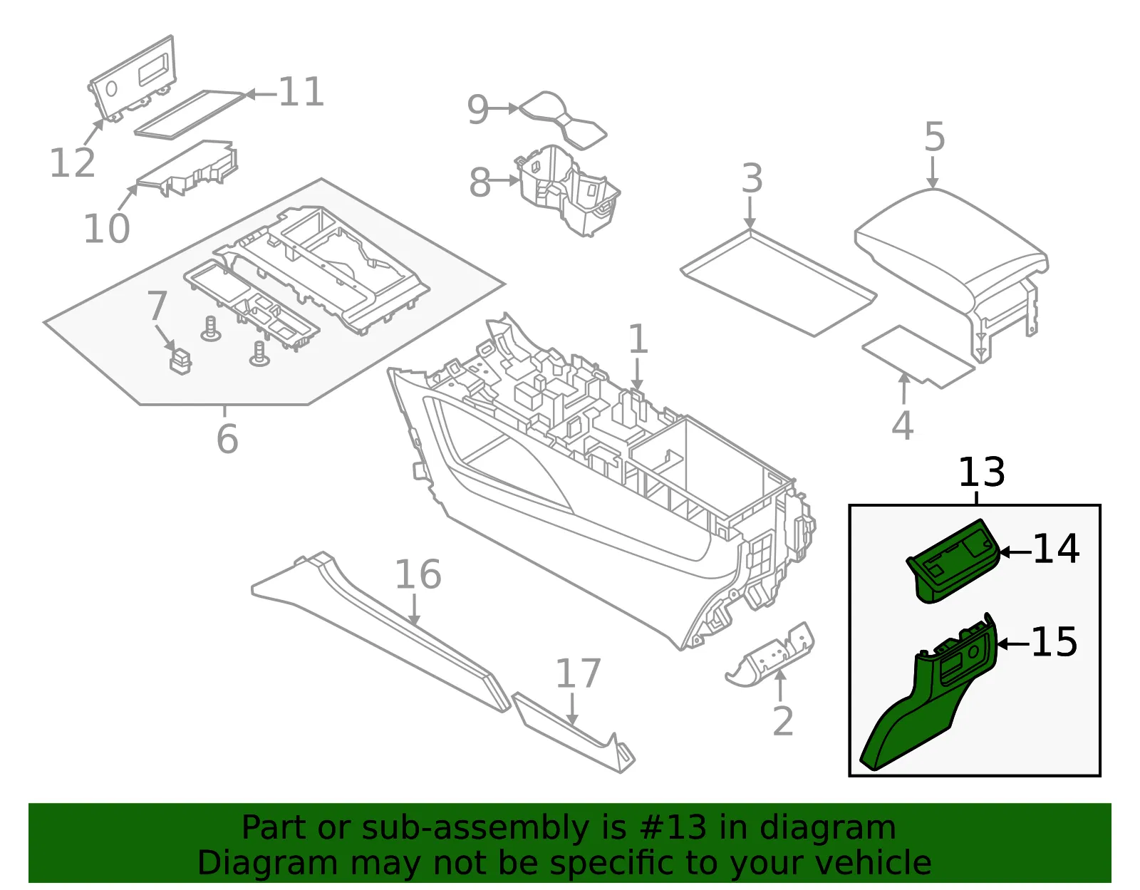 Console Panel - Nissan (96930-6TA7C) - view 2