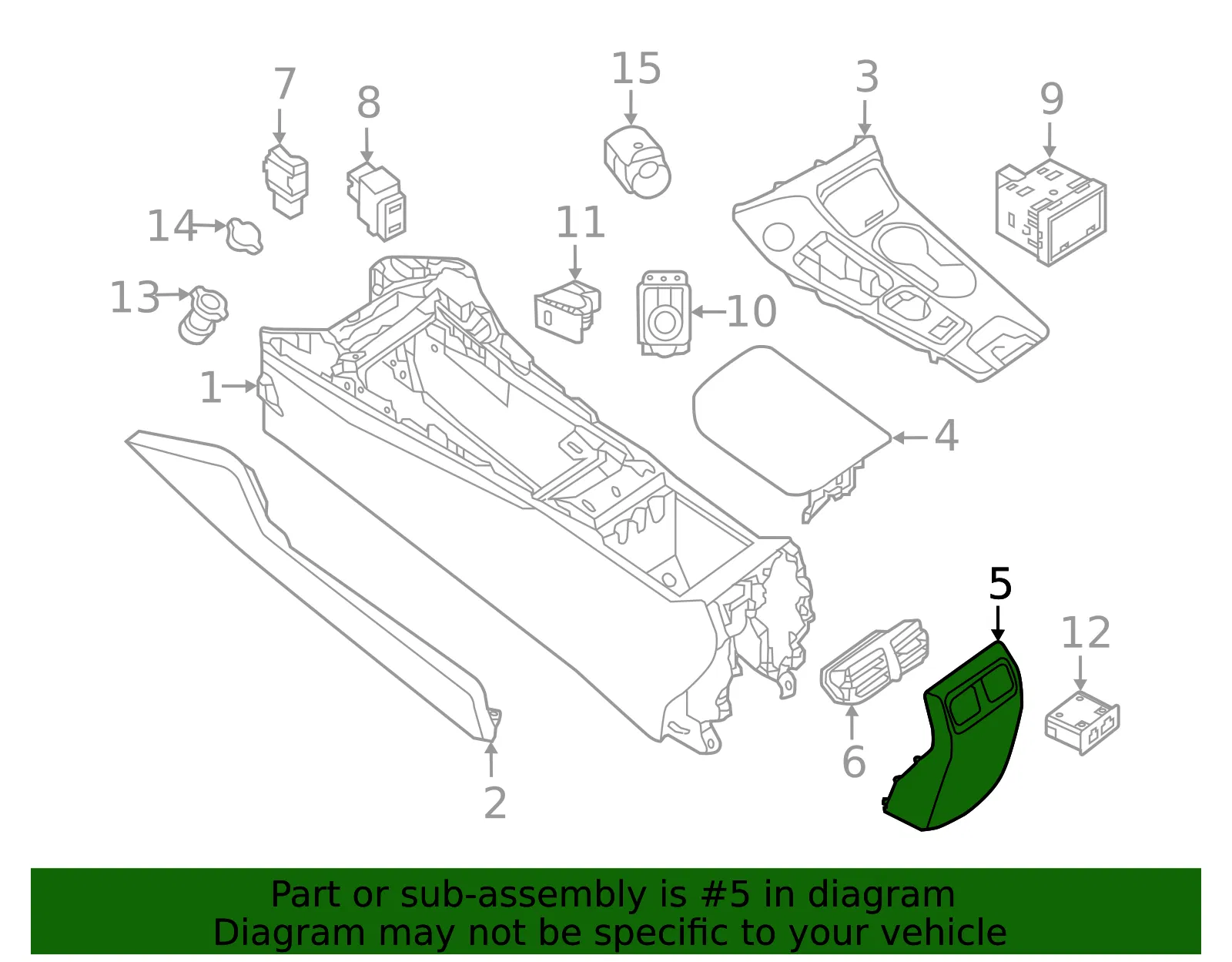 Console Trim Panel - Nissan (96930-9DE0B) - view 2