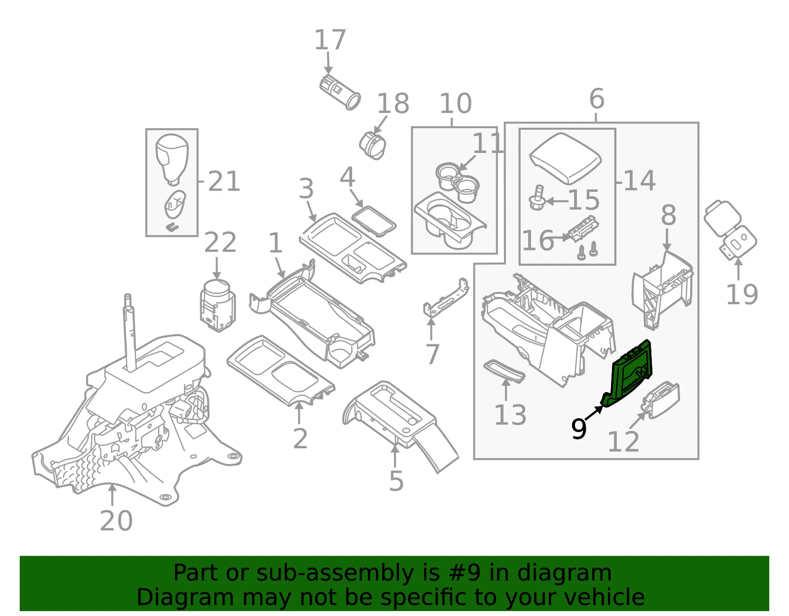 Console Trim Panel - Nissan (96930-EA062) - view 4