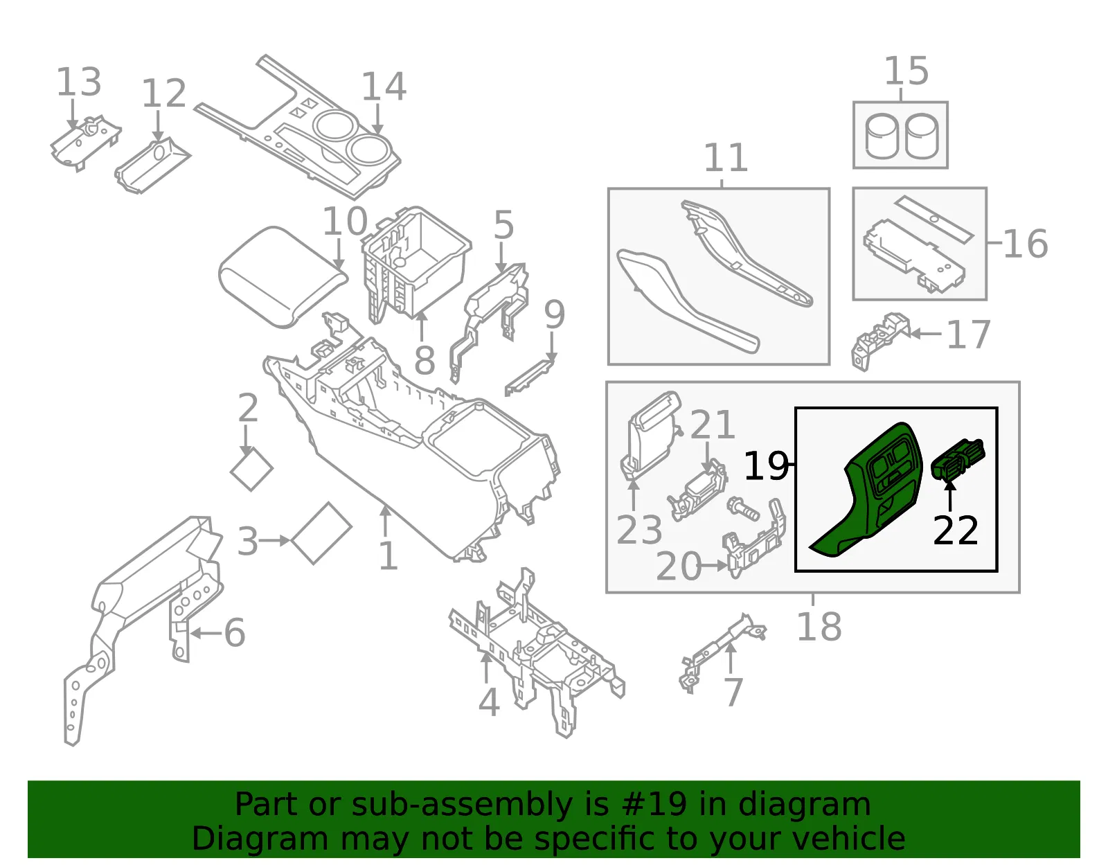 Console Panel - Nissan (96931-3KA4B) - view 2