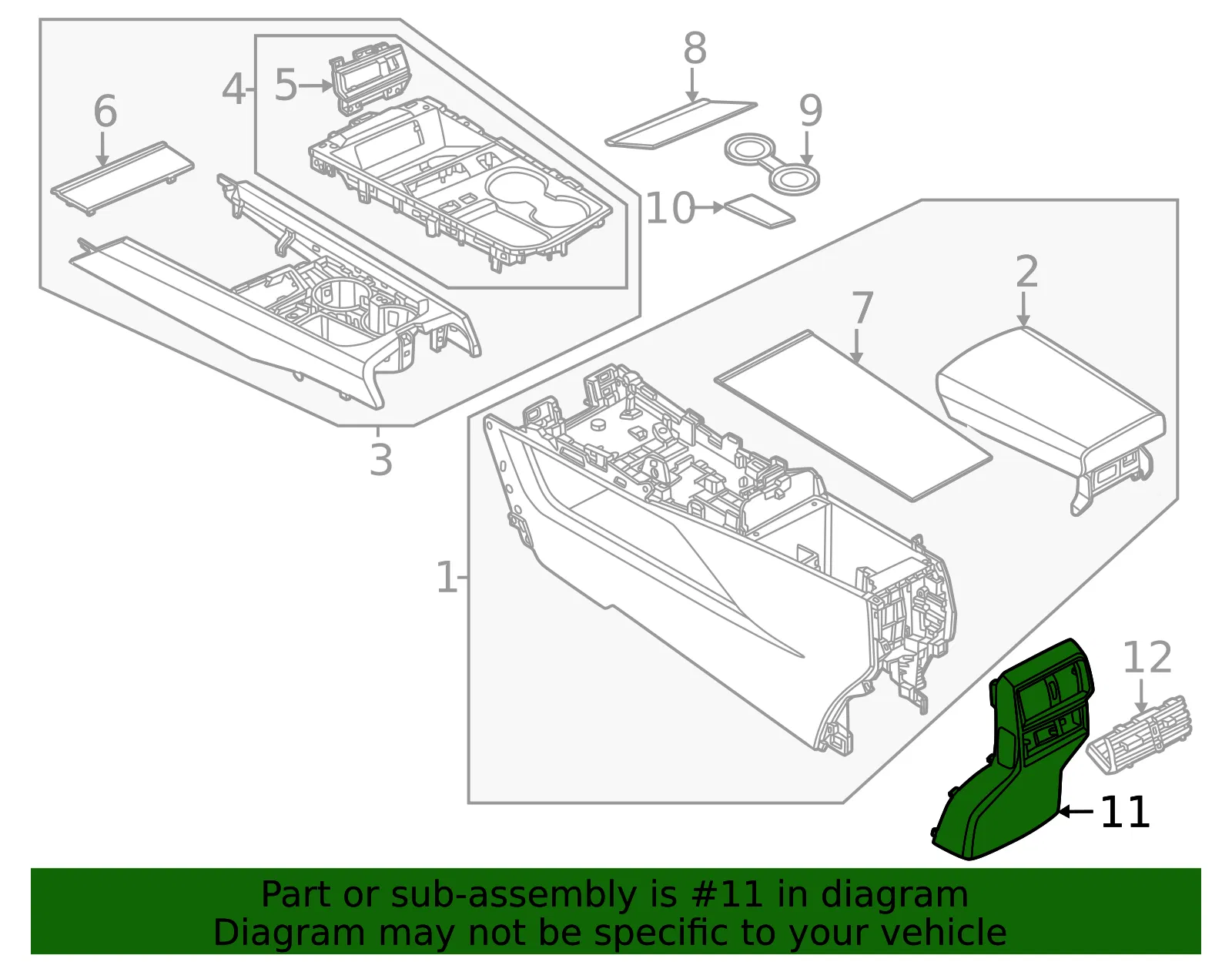 Console Panel - Nissan (96931-7BA0A) - view 2