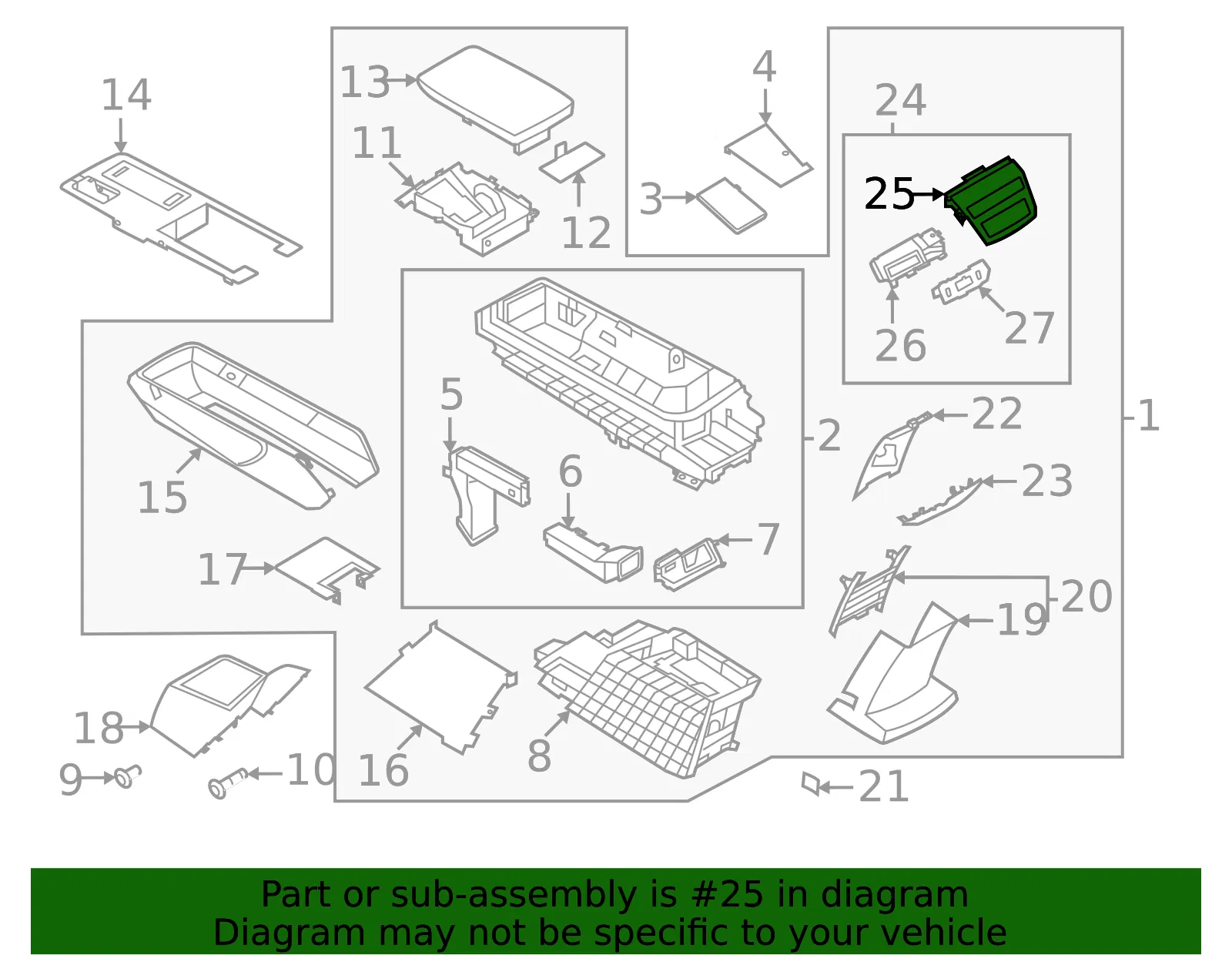 Console Trim Panel - Nissan (96932-5MR0A) - view 2