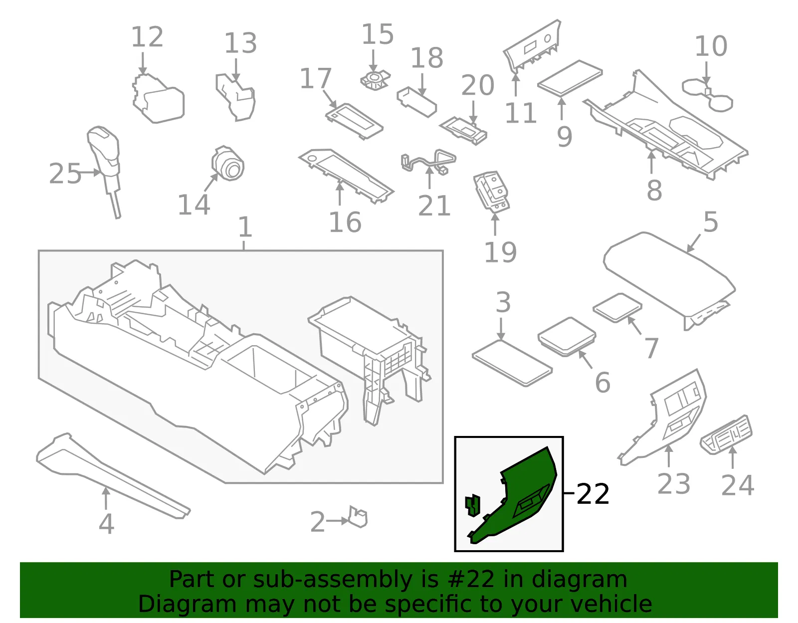 Console Trim Panel - Nissan (96932-6CA0A) - view 2