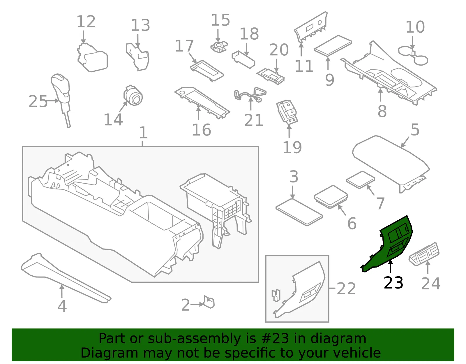 Console Trim Panel - Nissan (96932-6CA2A) - view 2
