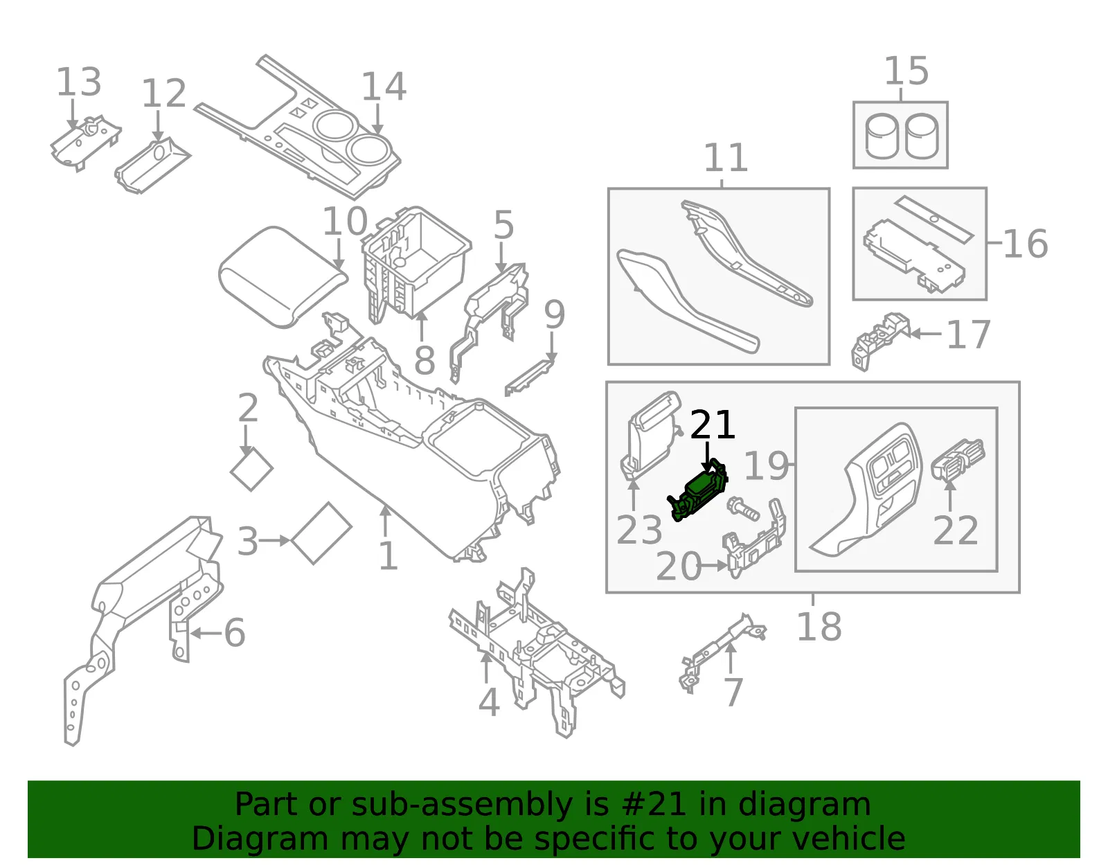 Console Trim Panel - Nissan (96939-3KA2B) - view 2