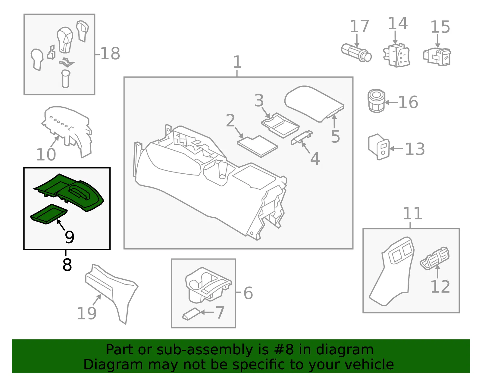 Console Trim Panel - Nissan (96941-6FL2A) - view 2